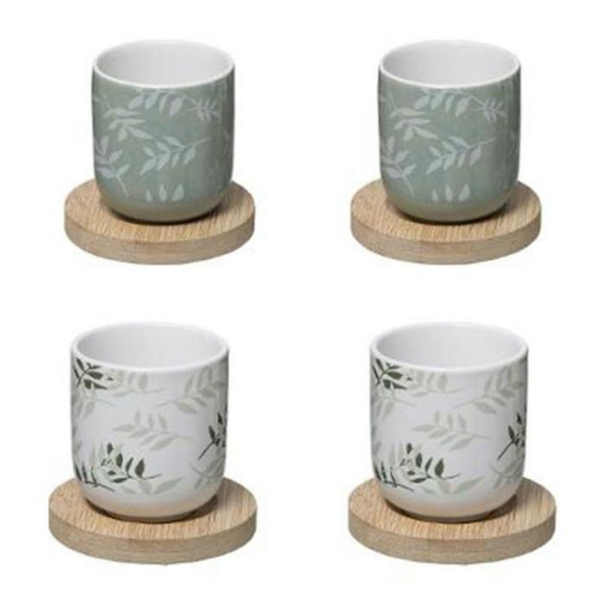 SECRET DE GOURMET Lot de 4 Tasses à Café  Green Harmony  13cl Vert