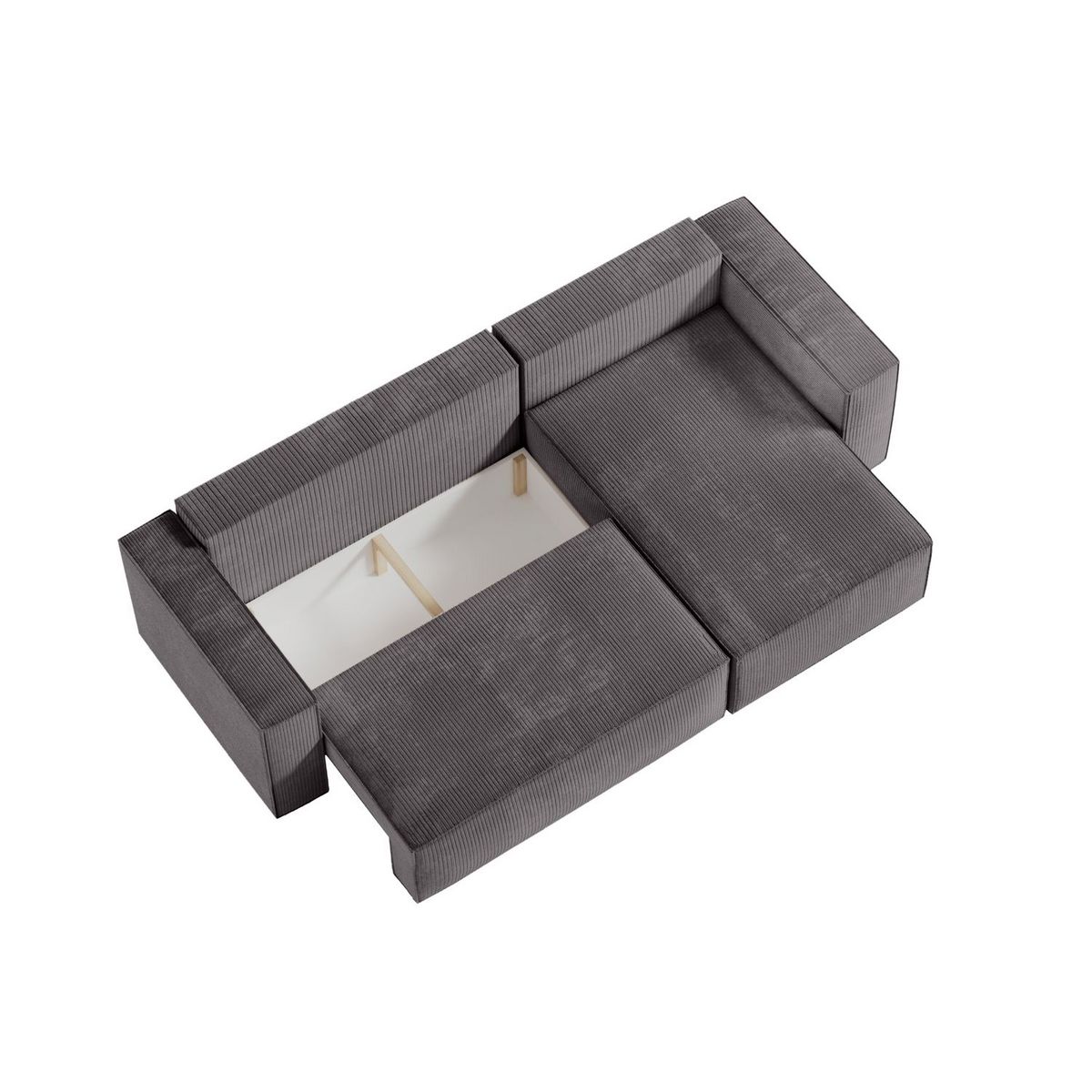 Canapé d'angle convertible réversible 3 places + 1  pouf velours côtelé  DAPHNE