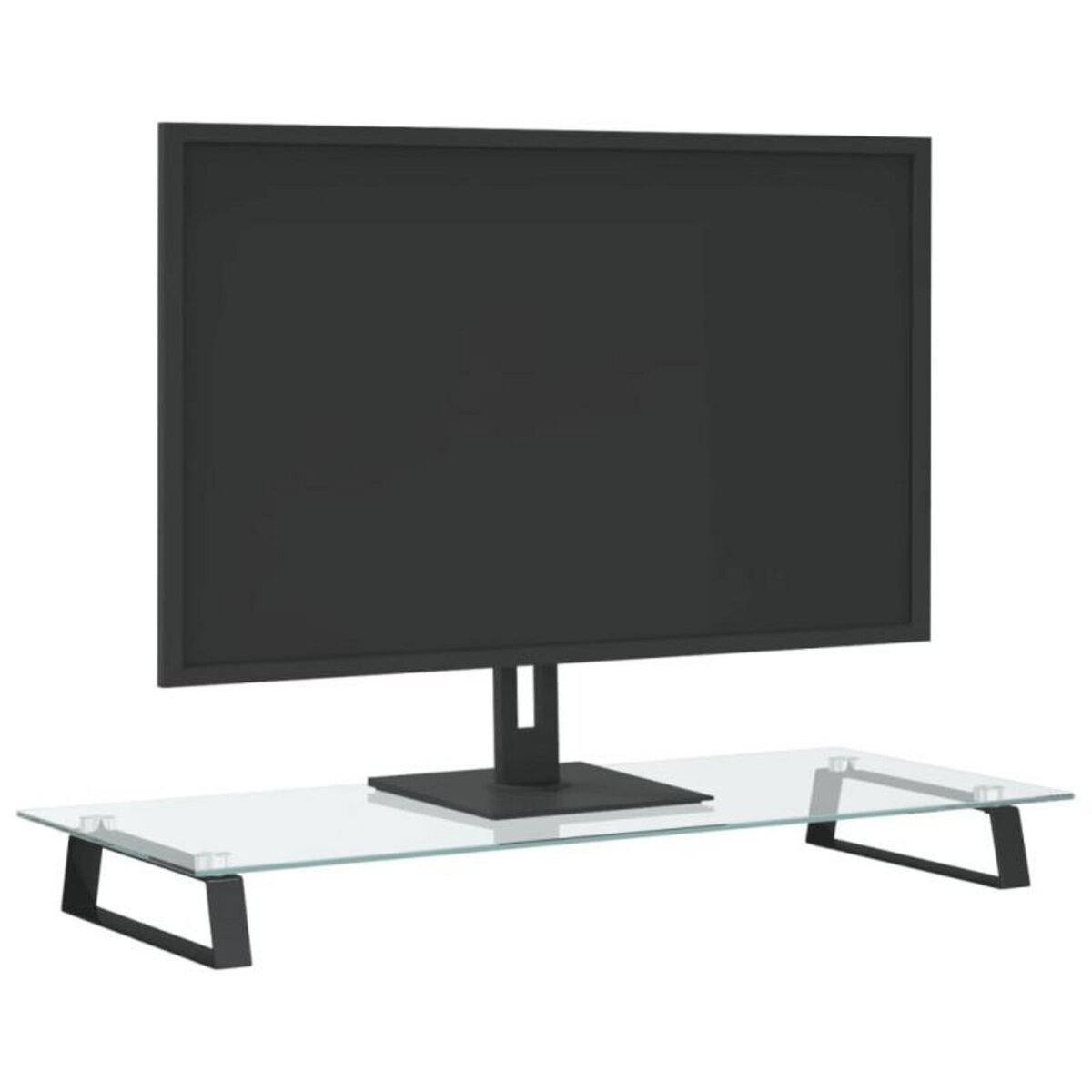 VIDAXL Support de moniteur noir 80x35x8 cm verre trempé et métal