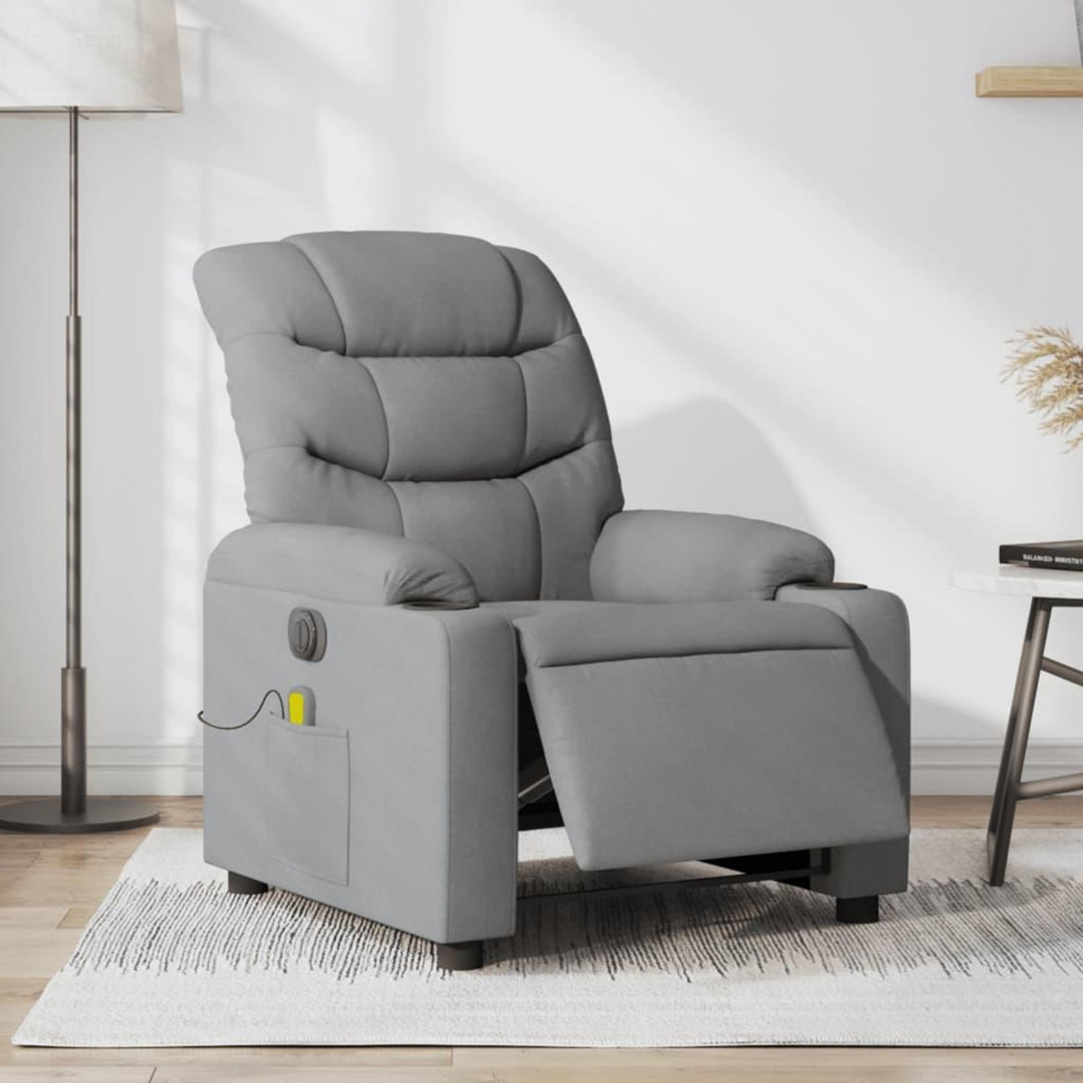 VIDAXL Fauteuil de massage inclinable electrique gris clair tissu