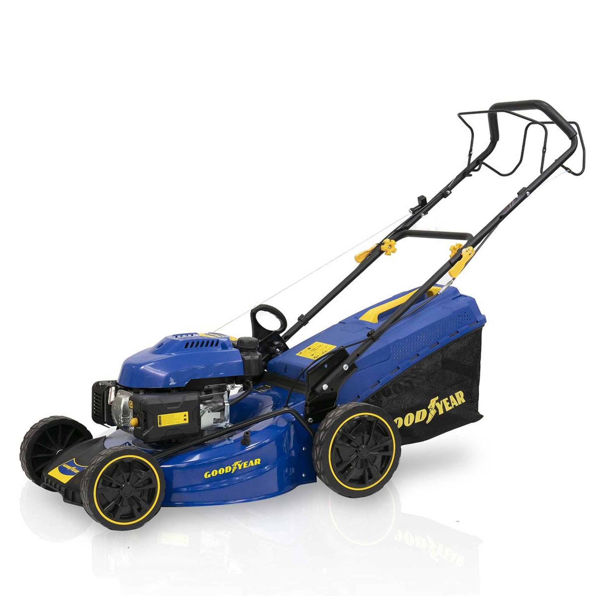 Voir la diapositive 2 : GOODYEAR Tondeuse thermique Autotractée 7.5CV Moteur 4T OHV 224 Cm3 Grandes Surfaces de travail GOODYEAR