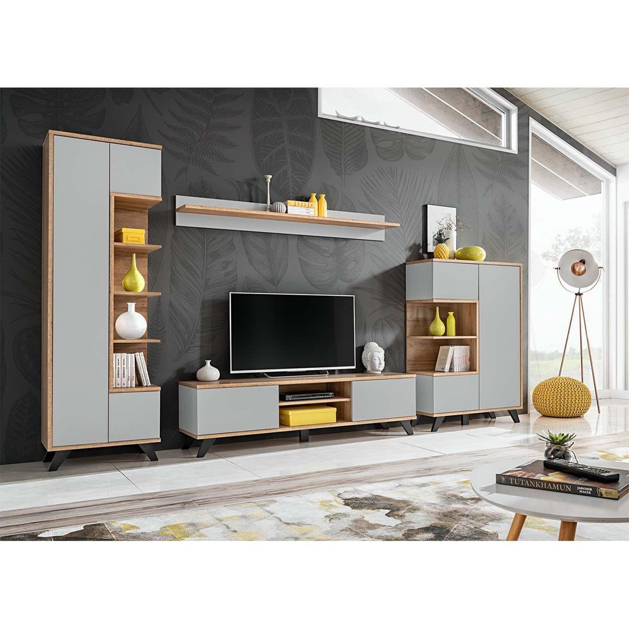 Voir la diapositive 3 : Paris Prix Buffet 3 portes design  bogota  160cm gris & naturel