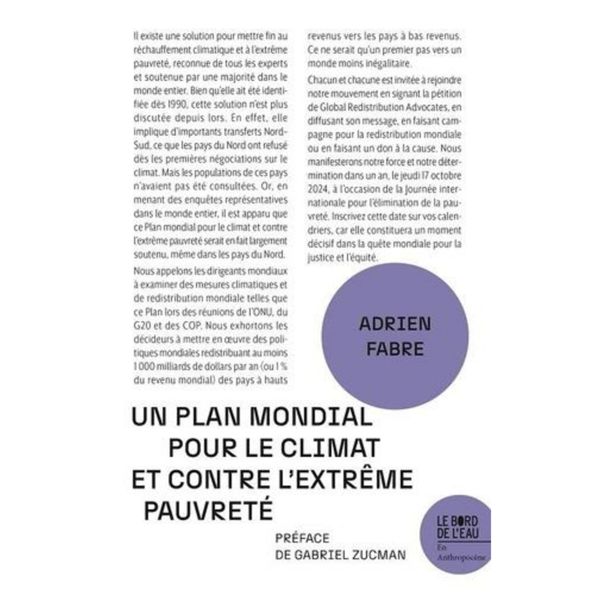 UN PLAN MONDIAL POUR LE CLIMAT ET CONTRE L'EXTREME PAUVRETE, Fabre Adrien