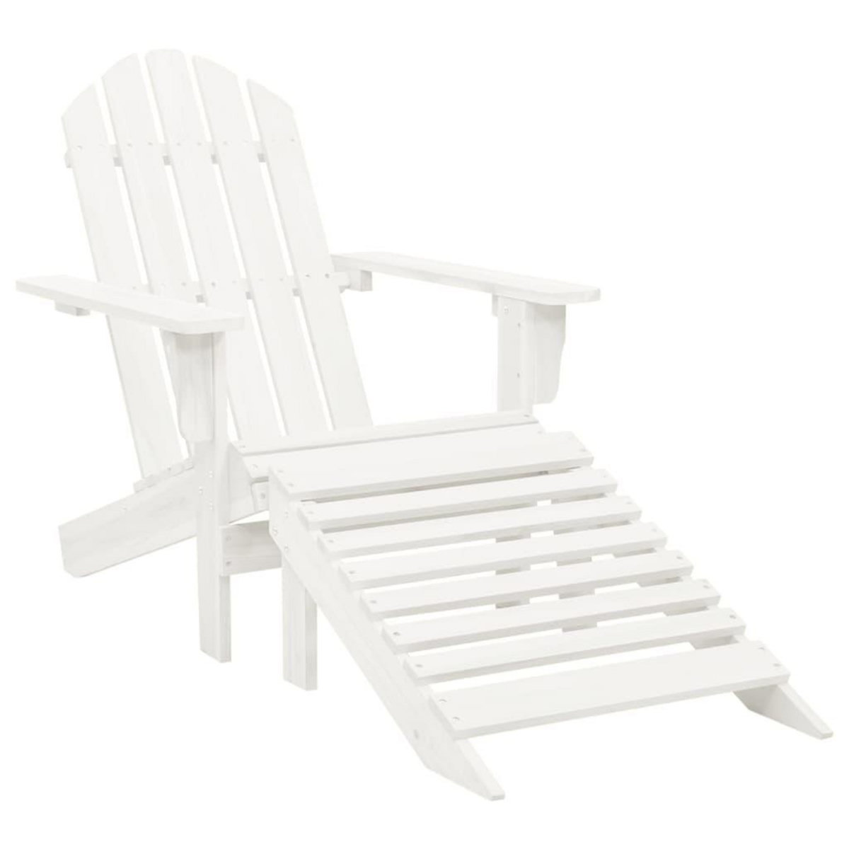 VIDAXL Chaise de jardin Adirondack avec pouf et table Sapin Blanc