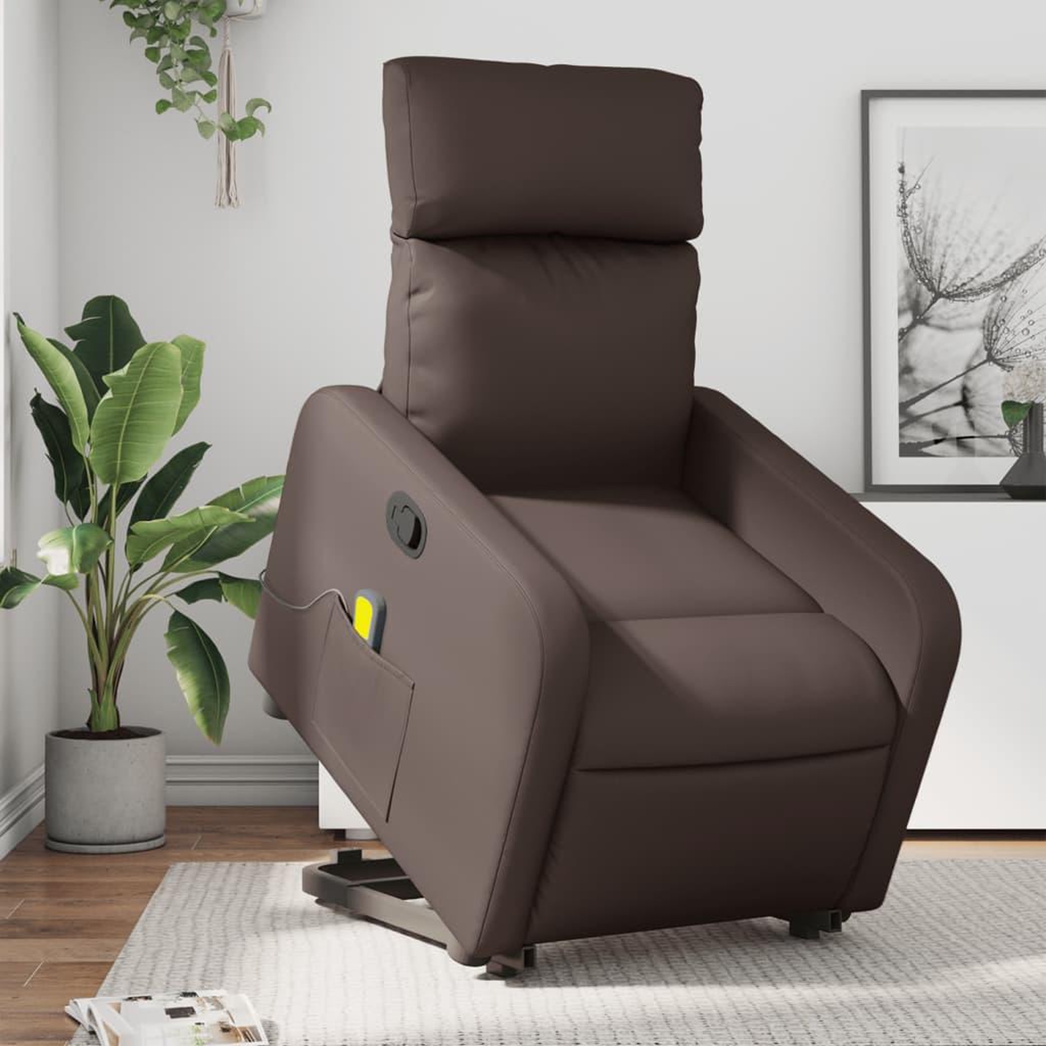 VIDAXL Fauteuil inclinable de massage Marron Similicuir