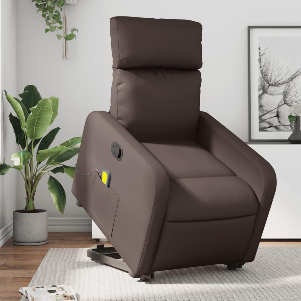 VIDAXL Fauteuil inclinable de massage Marron Similicuir