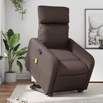 VIDAXL Fauteuil inclinable de massage Marron Similicuir