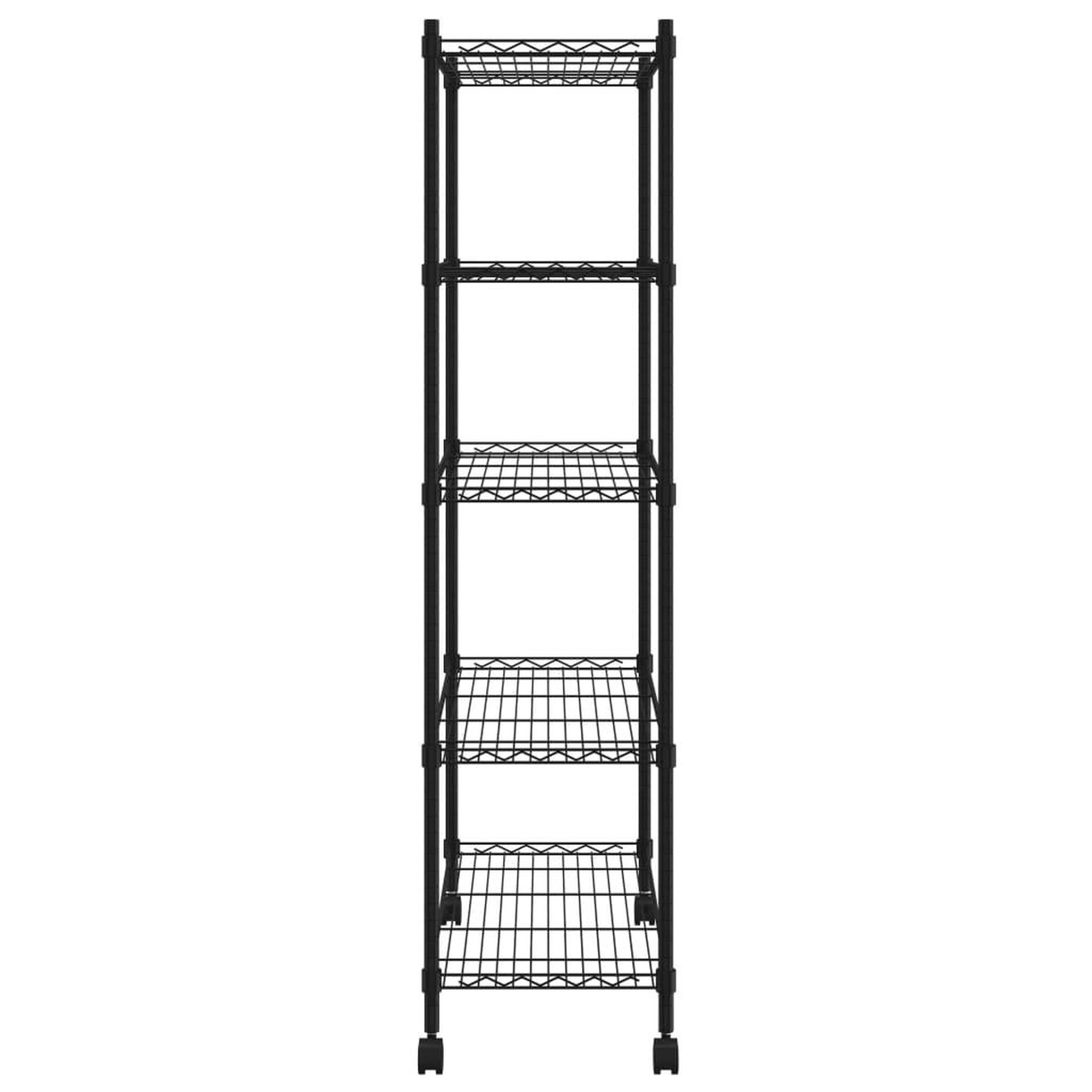 Voir la diapositive 4 : VIDAXL Etagere de rangement 5 niveaux roues 75x35x155 cm Noir 250 kg