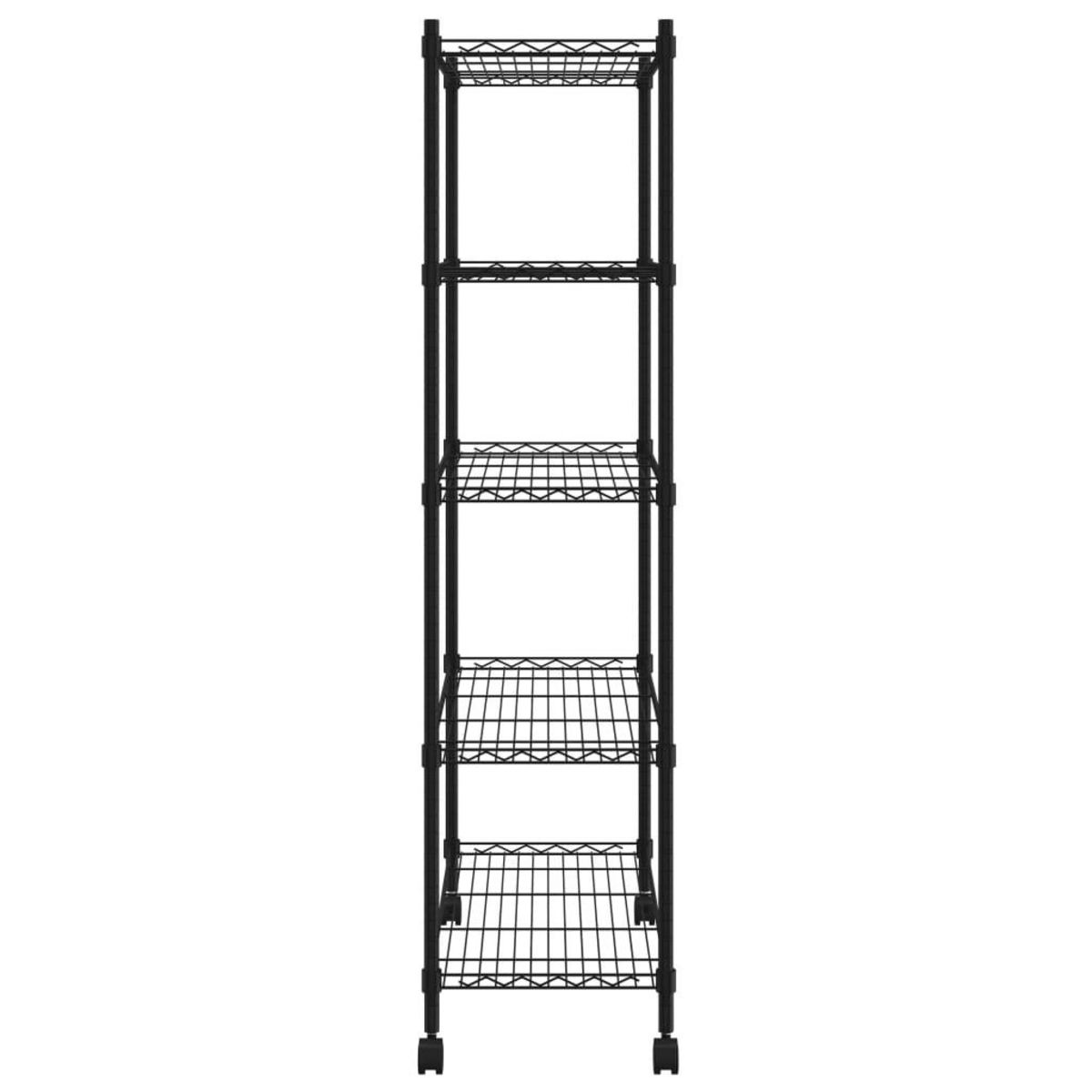 VIDAXL Etagere de rangement 5 niveaux roues 75x35x155 cm Noir 250 kg