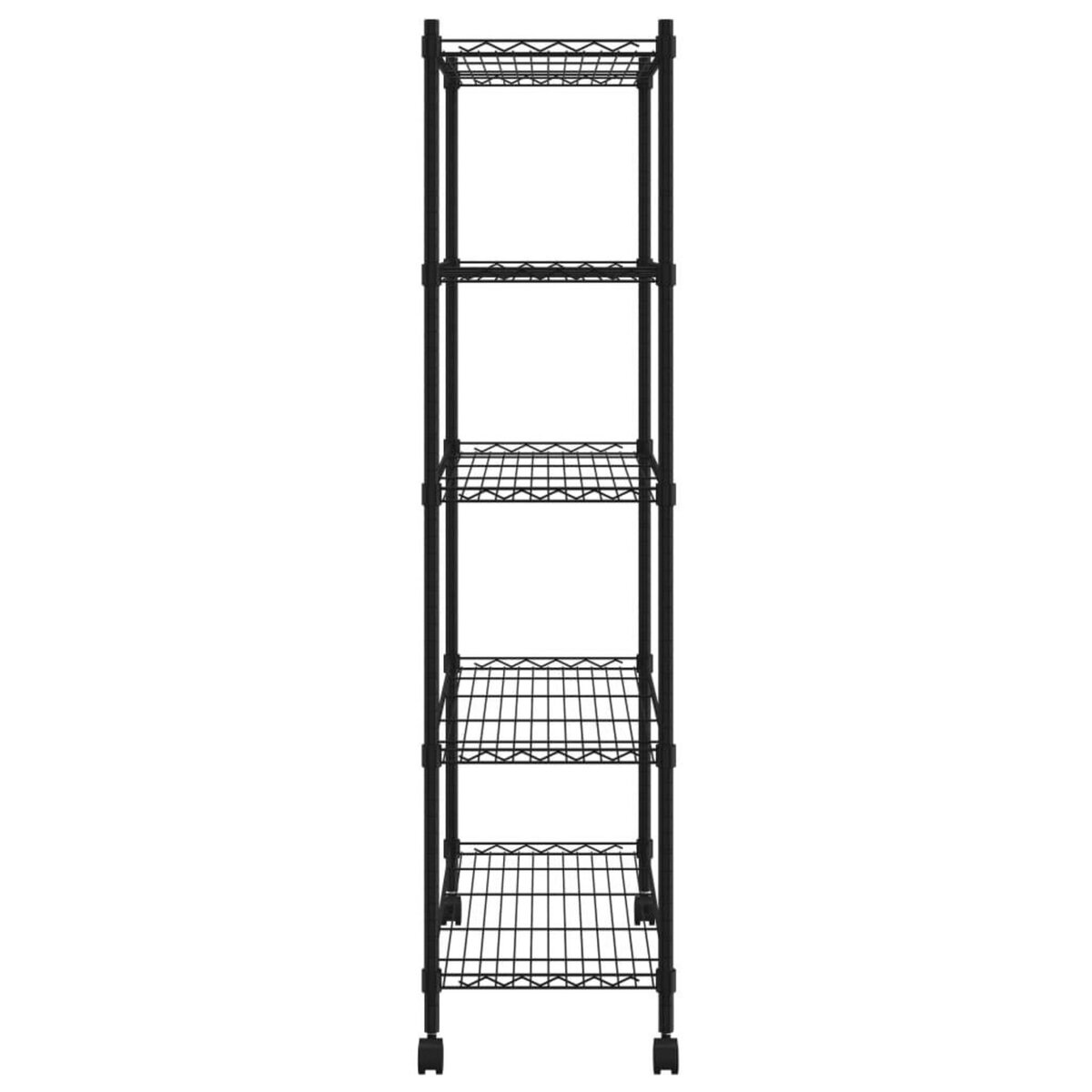 VIDAXL Etagere de rangement 5 niveaux roues 75x35x155 cm Noir 250 kg
