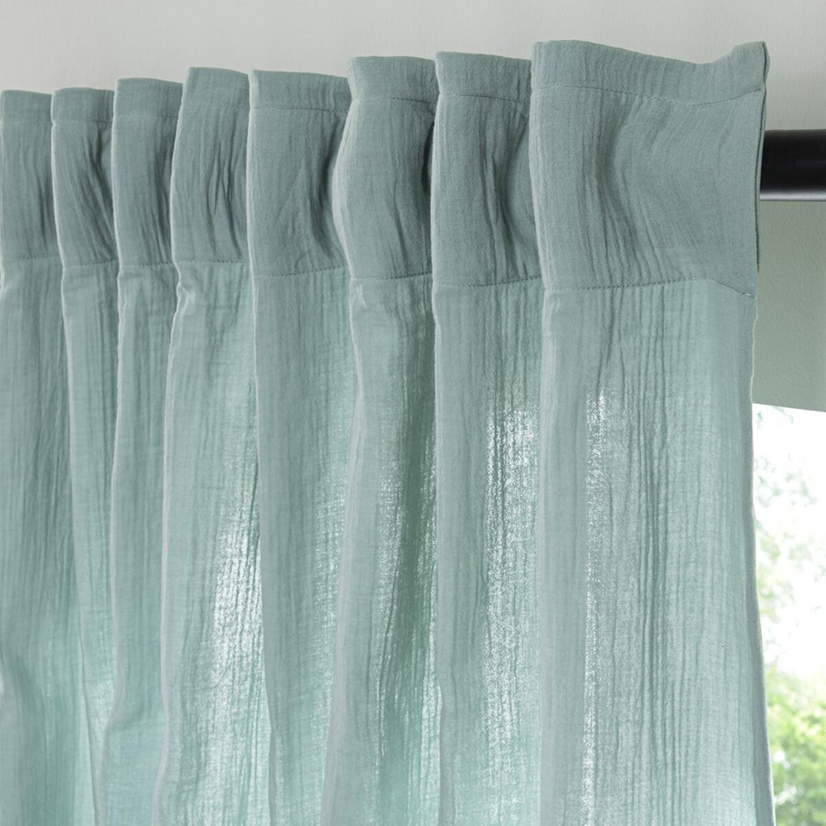 FUTURE HOME Rideau uni en gaze de coton pattes cachées à l'unité 140x300cm