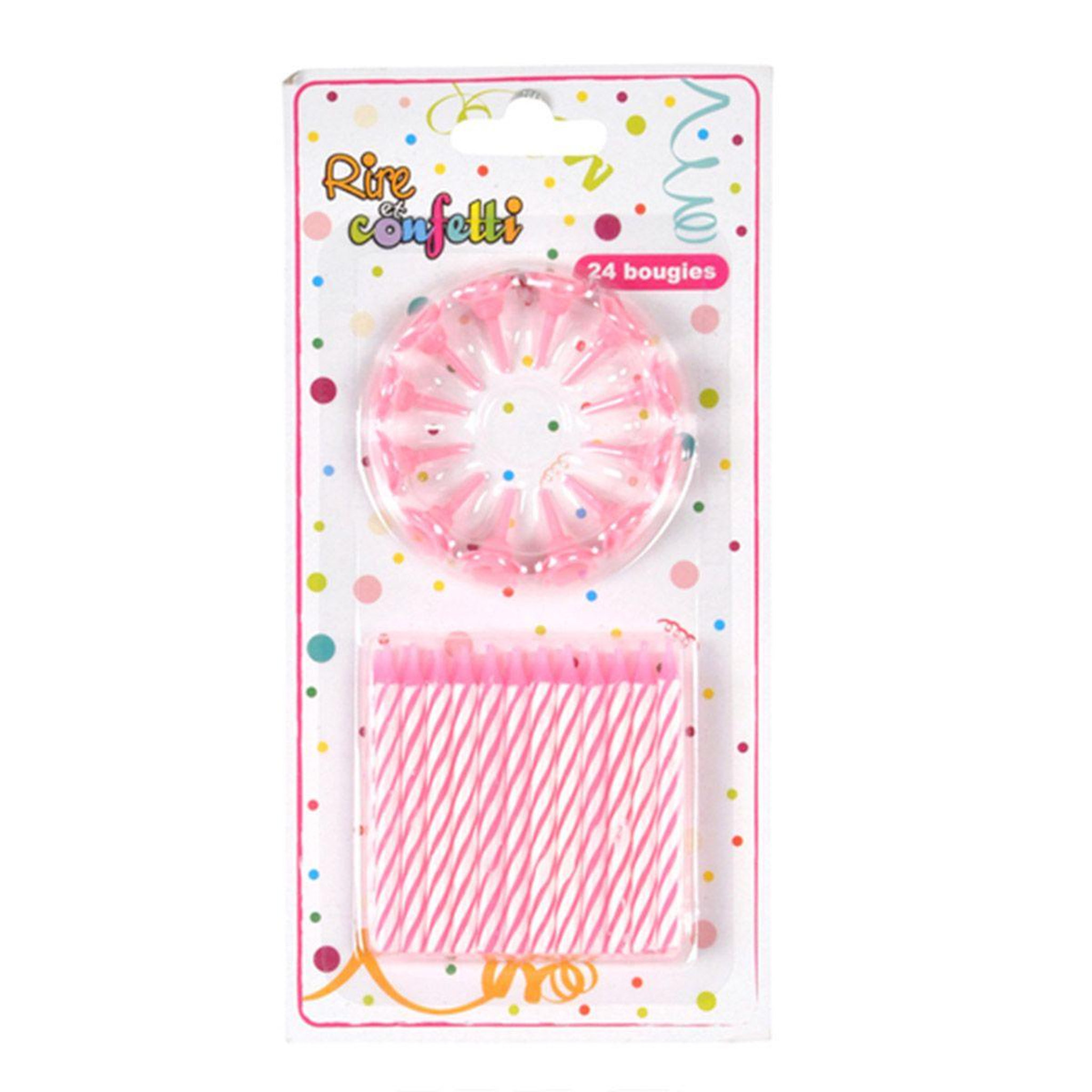 Voir la diapositive 2 : HOMEA Lot de 24 Bougies d'Anniversaire  Support  5cm Rose