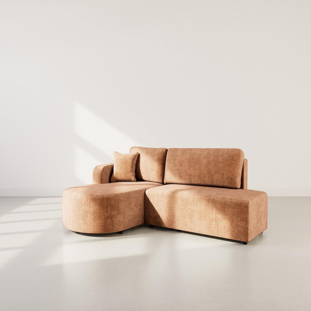 BEST MOBILIER Miro - canapé d'angle gauche 4 places convertible avec coffre en velours texturé