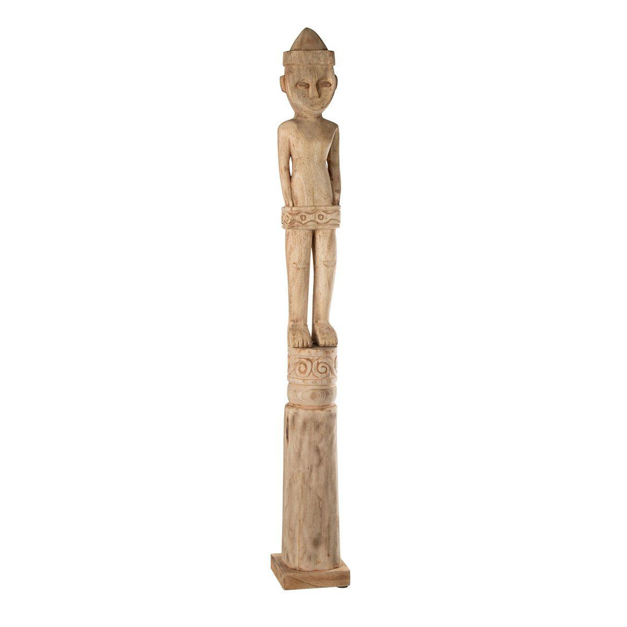 Voir la diapositive 1 : J-LINE Statuette Déco  Personnage Africain Debout  114cm Naturel