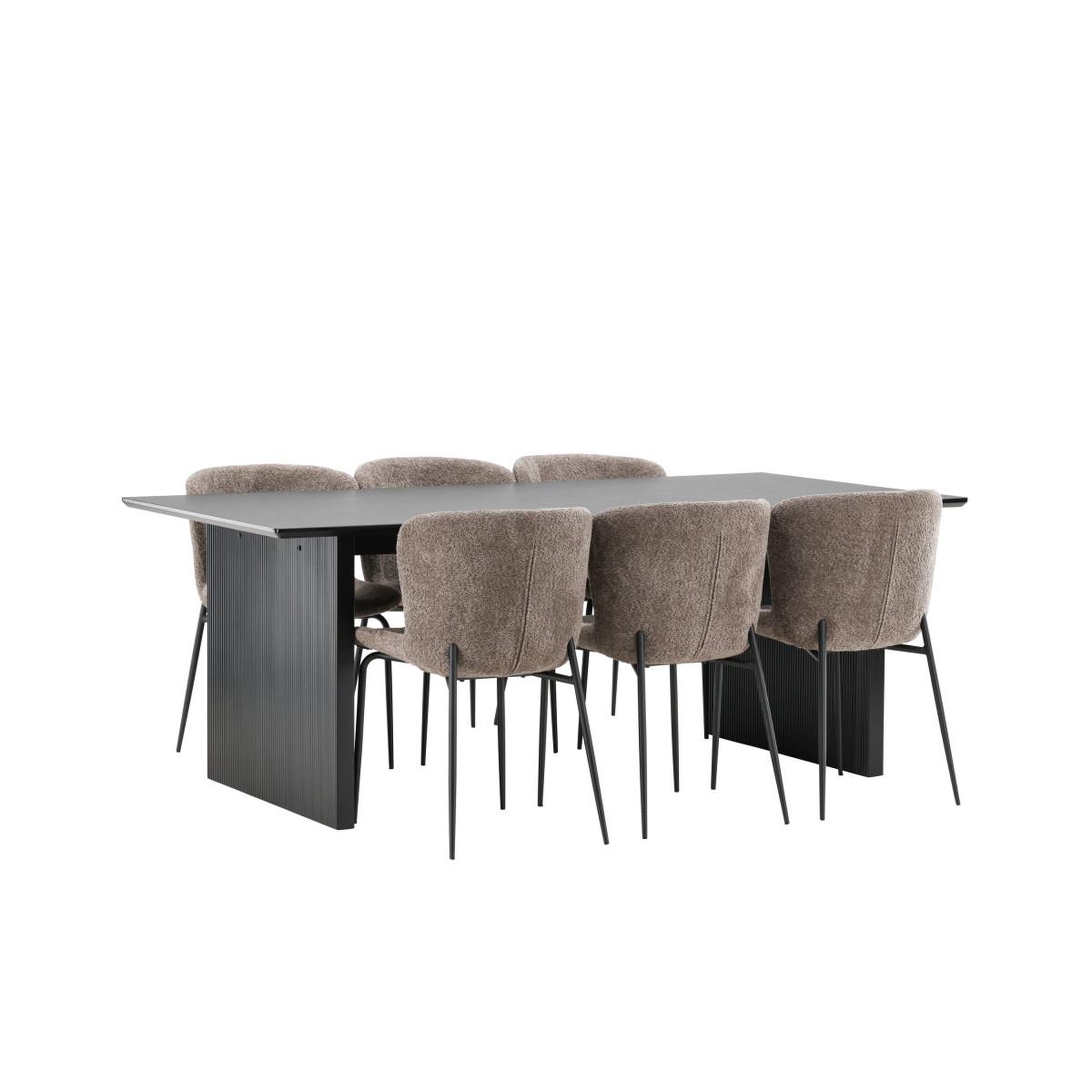 Voir la diapositive 3 : Paris Prix Ensemble table à manger & 6 chaises  vail & modesto  200cm noir & marron