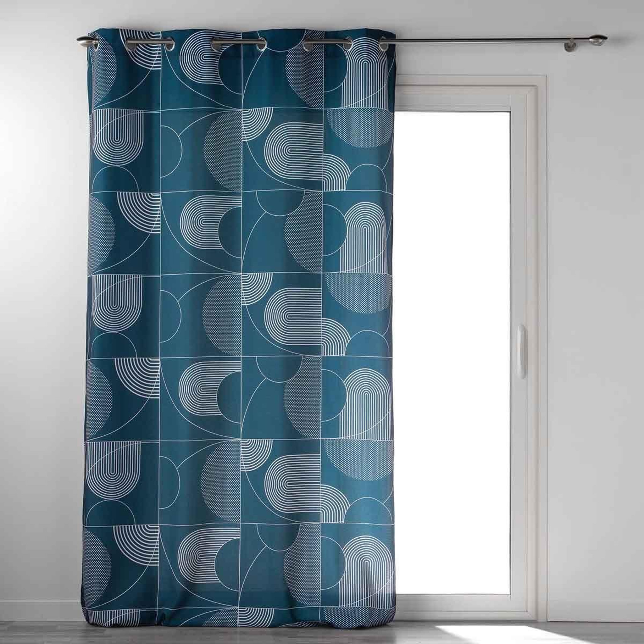 Douceur d'Intérieur Rideau à œillets  esquisse  140x260cm bleu