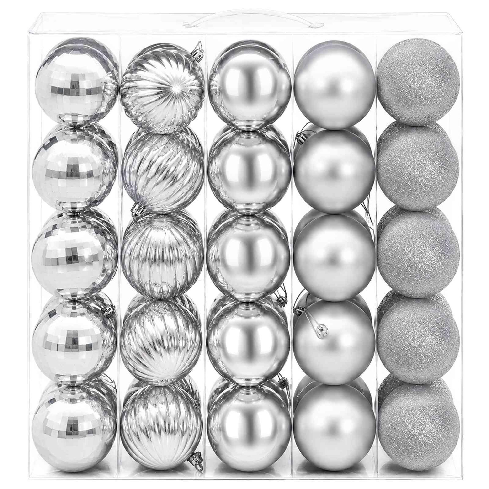 Voir la diapositive 4 : VIDAXL Ensemble de boules de Noël 50 pc Argente Diam. 8 cm Polystyrene