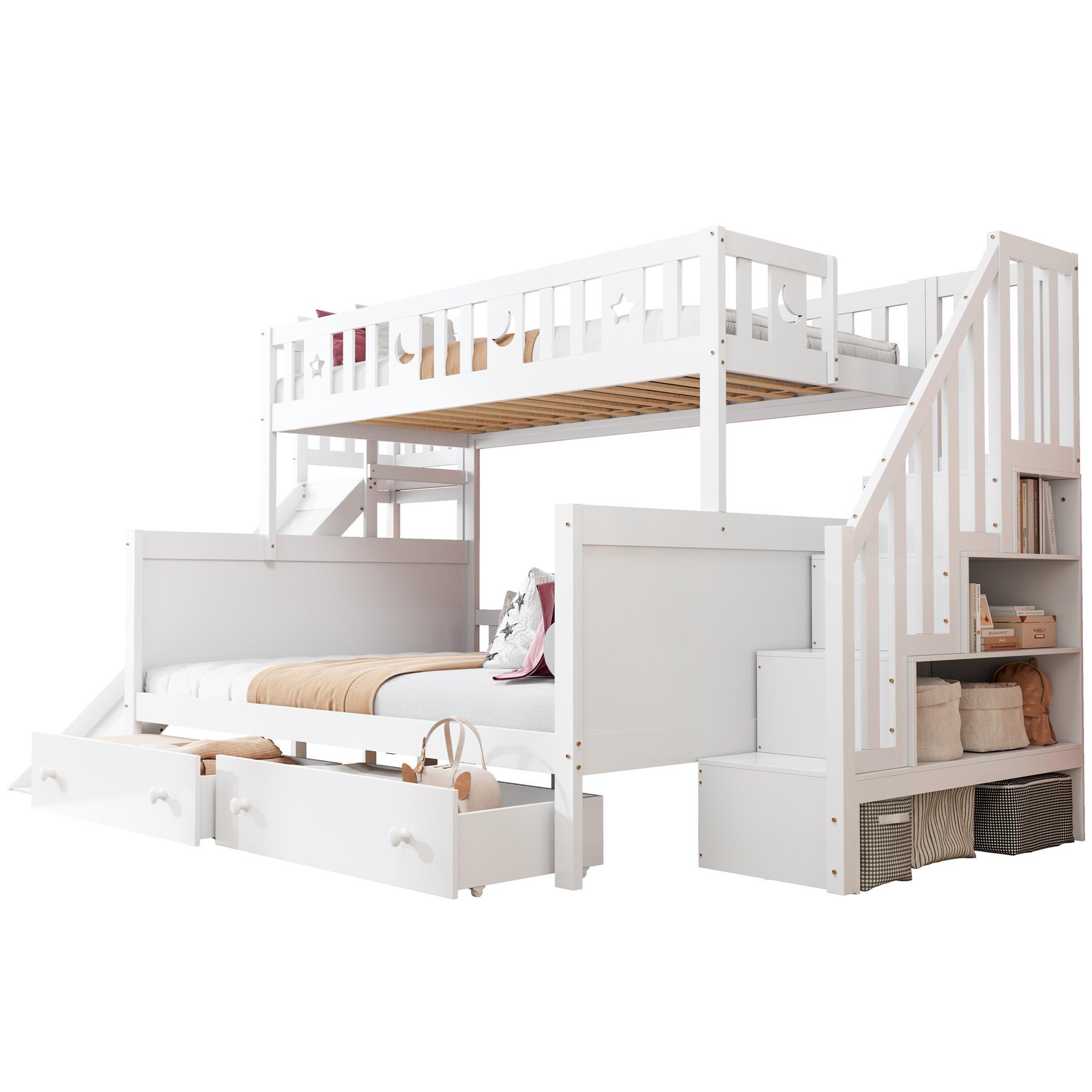 MERAX Lit superposé 140x200(90x200) cm coloris blanc bois massif