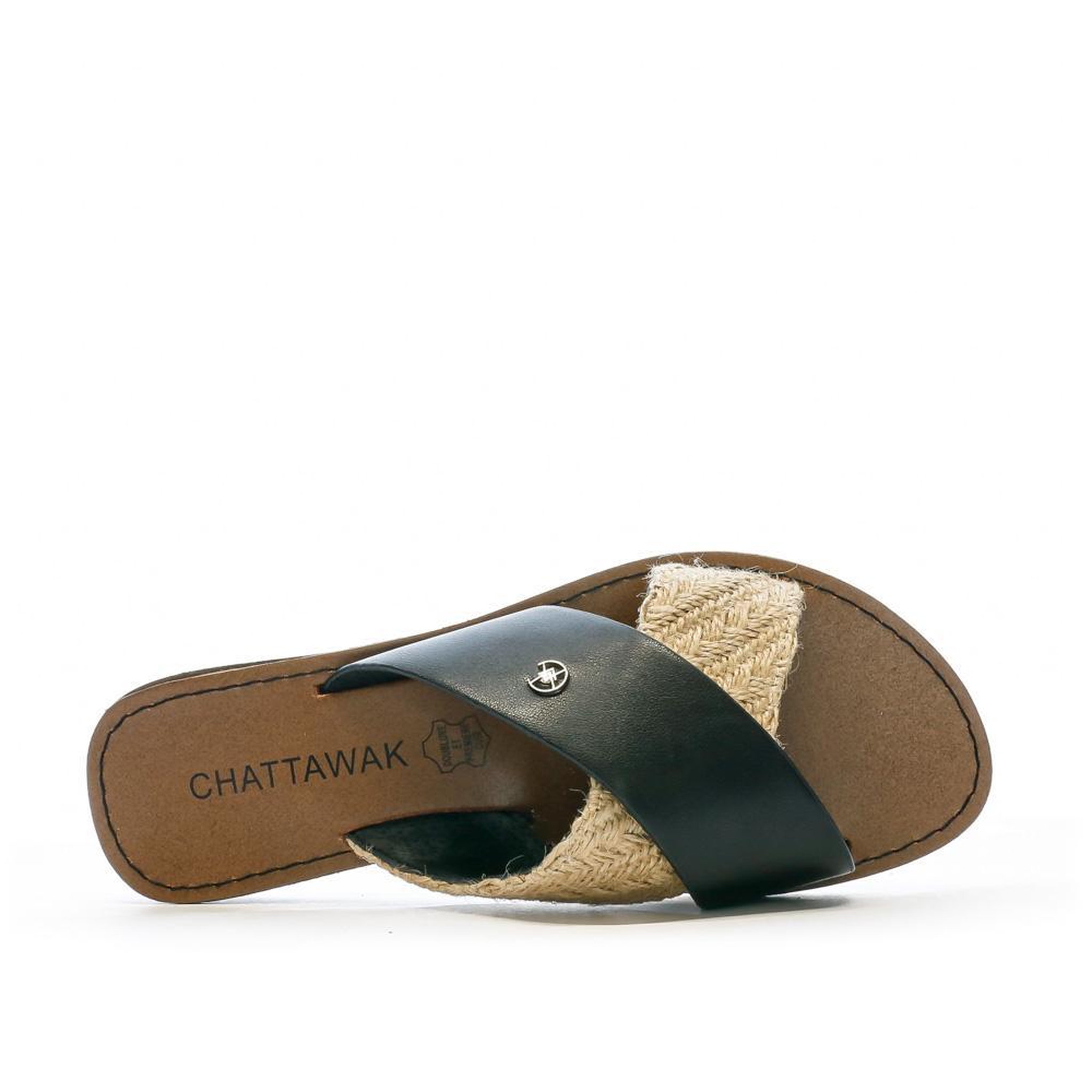 Voir la diapositive 4 : CHATTAWAK Claquettes Croisées Noires Femme Chattawak Brana