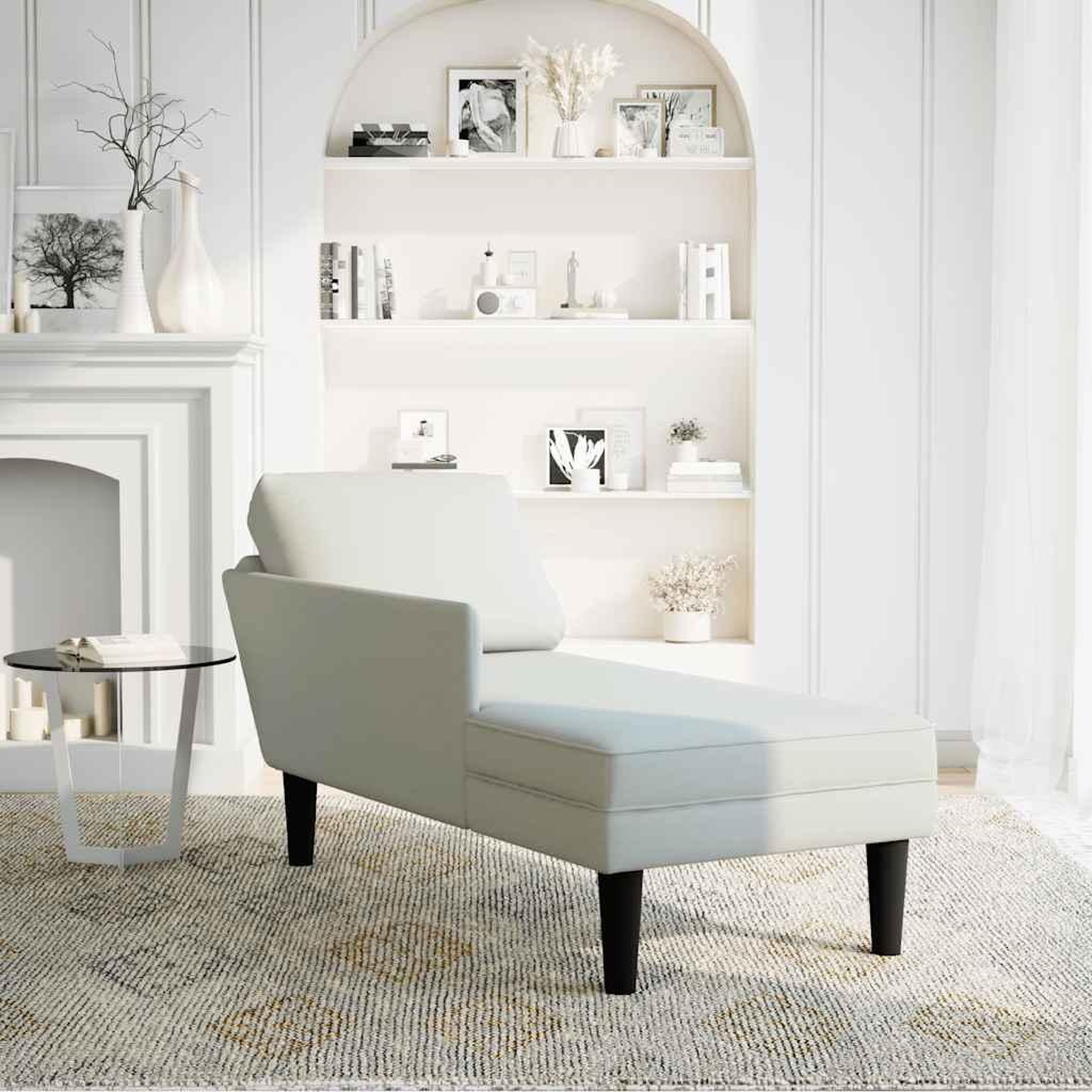 Voir la diapositive 2 : VIDAXL Fauteuil long et coussin et accoudoir droit gris clair velours