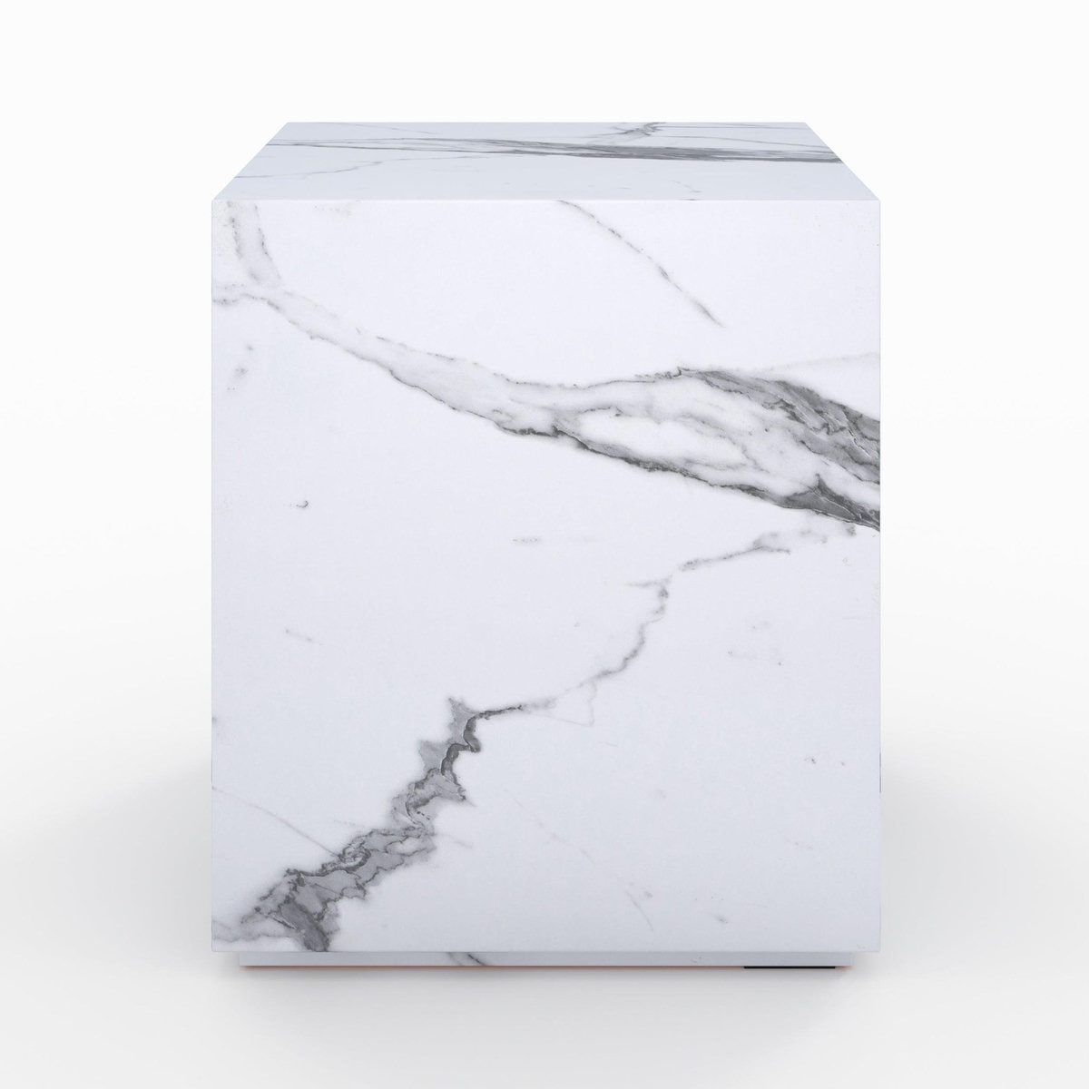 Rendez vous déco Table d'appoint effet marbre blanche - Lison