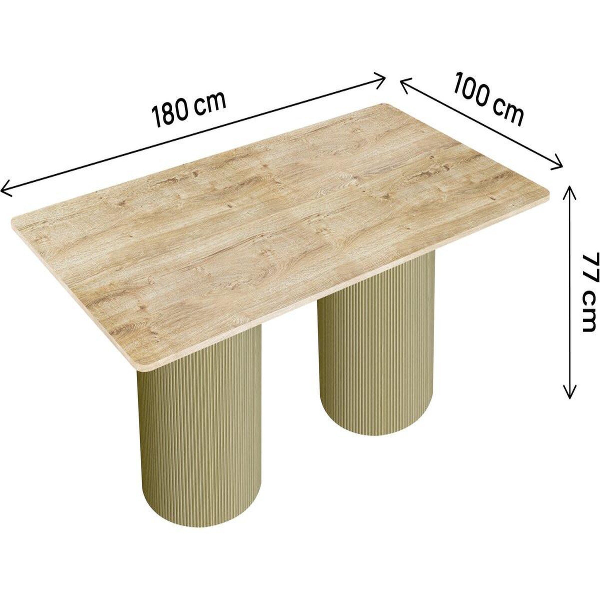 Voir la diapositive 3 : Habitat et Jardin Table à manger ovale en bois  Zénith  - 180 cm - 8 places - Beige