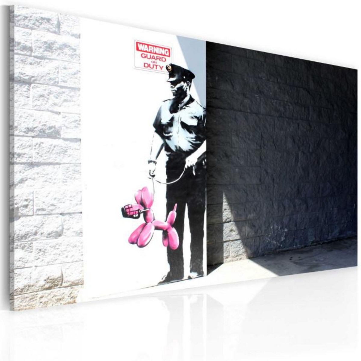 Paris Prix Tableau Imprimé  Policier & Chien Rose - Banksy  40x60cm