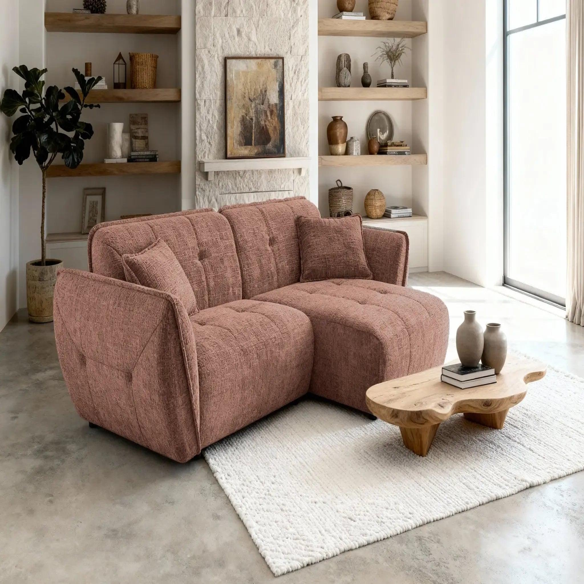 Voir la diapositive 5 : CASANOVA PARIS Mona - canapé d'angle tissu chenille 4 places droit