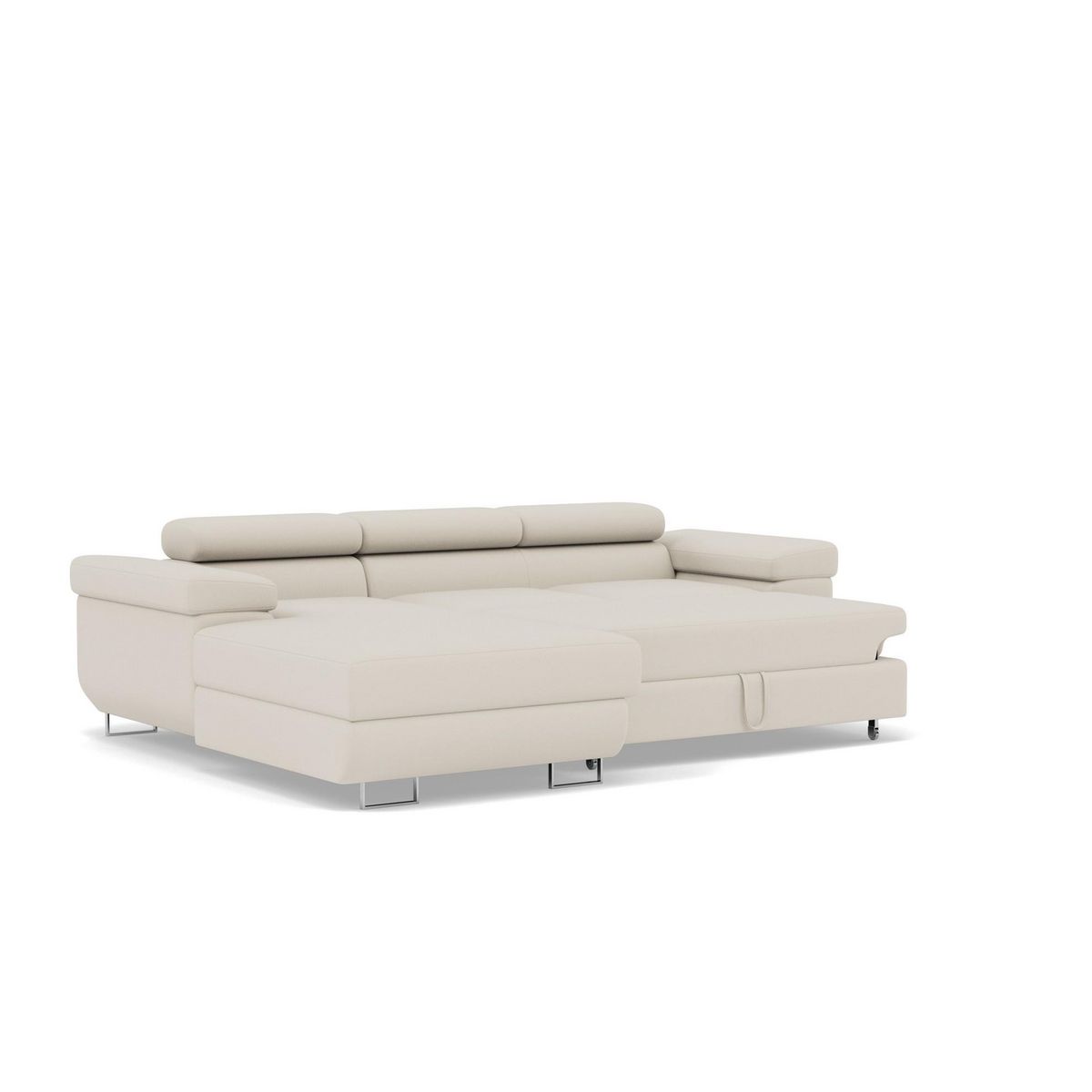 BEST MOBILIER Pablo - canapé d'angle gauche - 6 places - convertible avec coffre et têtières réglables - en velours