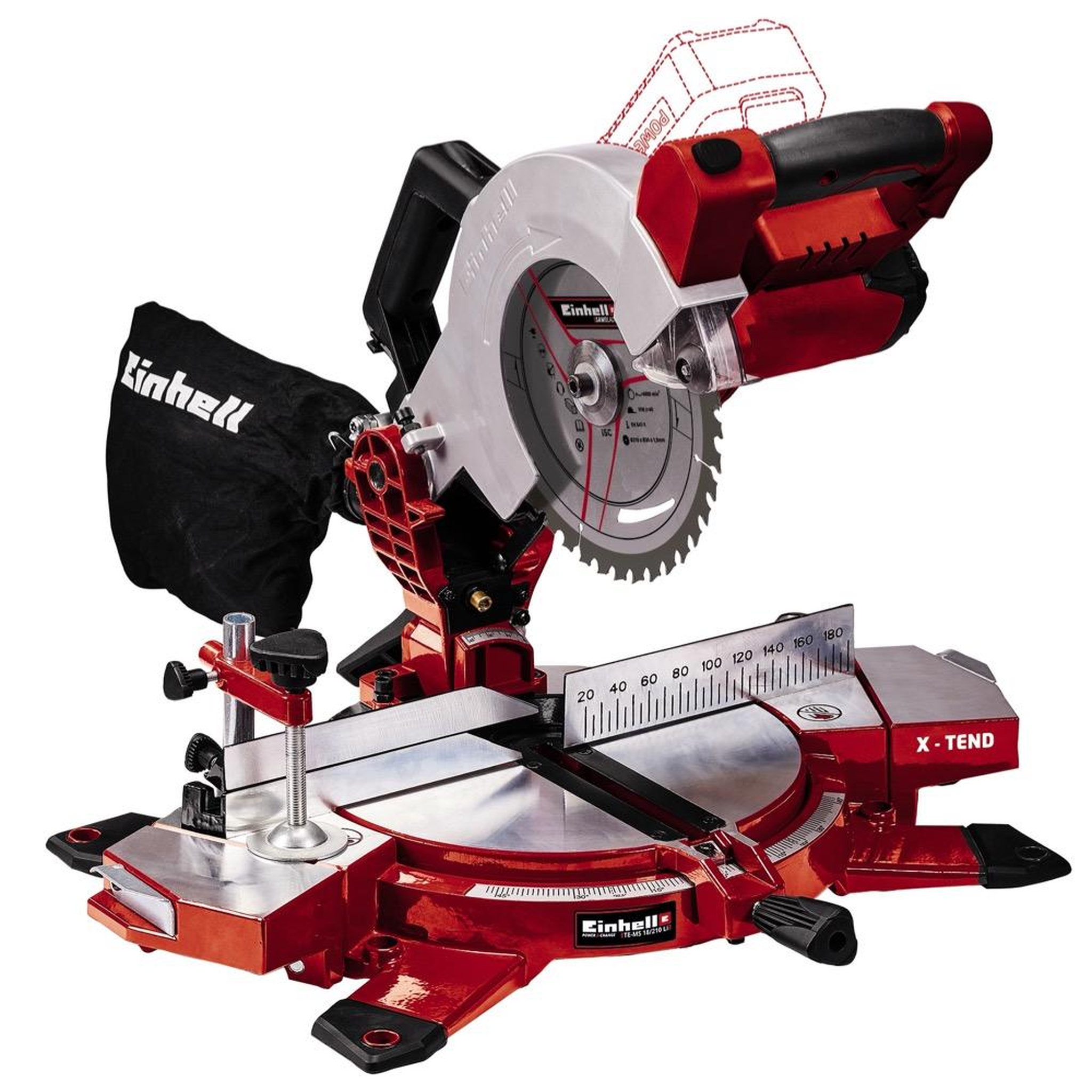 Einhell Scie à onglet sans fil TE-MS 18/210 Li - Solo (sans batterie ni chargeur)