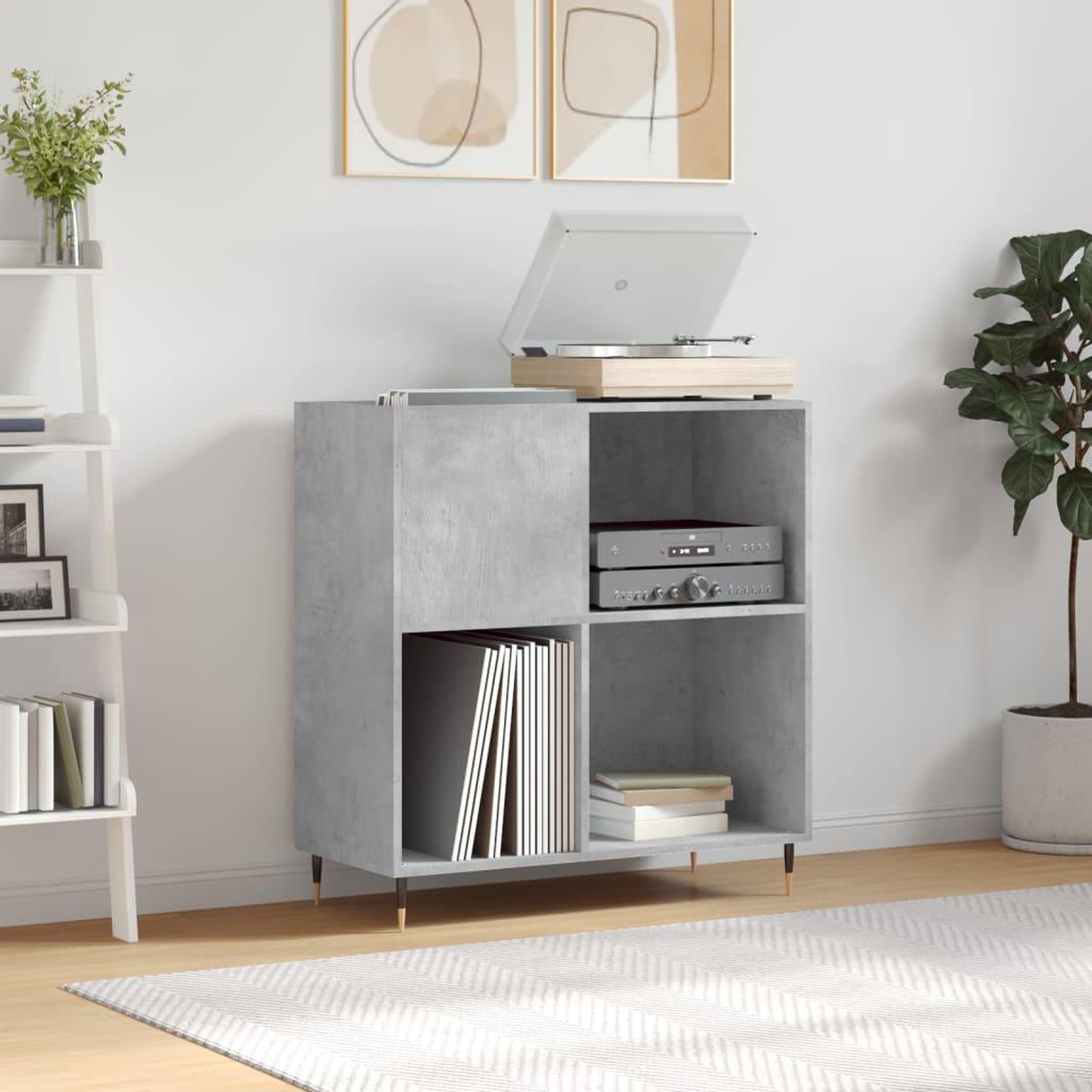 VIDAXL Armoire a disques gris beton 84,5x38x89 cm bois d'ingenierie