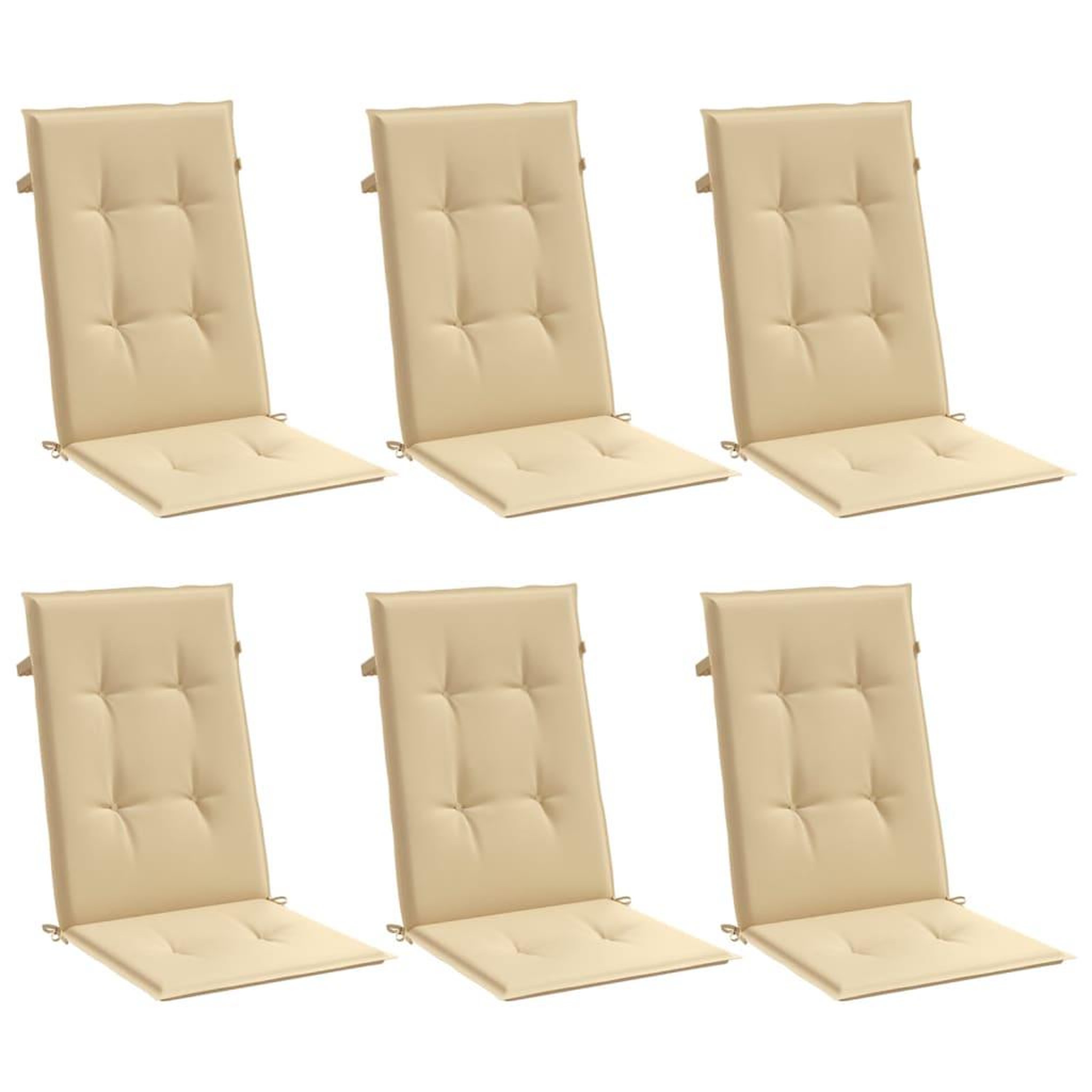 Voir la diapositive 3 : VIDAXL Coussins de chaise a dossier haut lot de 6 beige melange tissu
