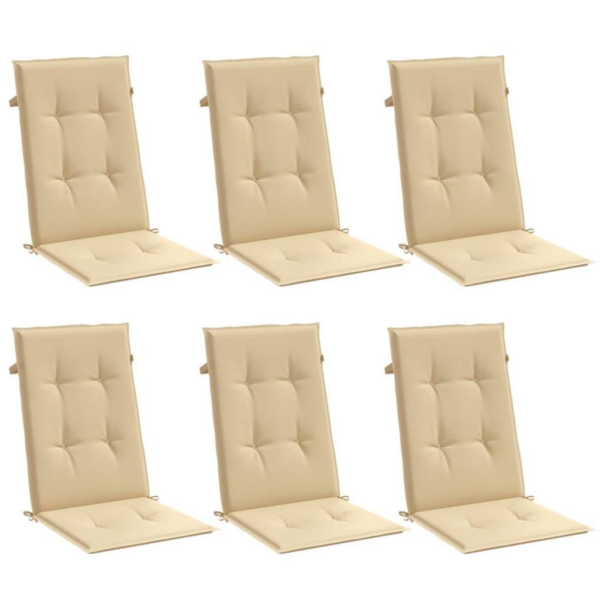 VIDAXL Coussins de chaise a dossier haut lot de 6 beige melange tissu