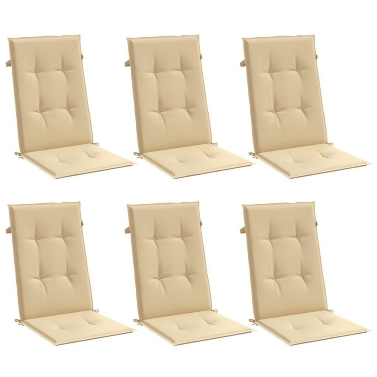 VIDAXL Coussins de chaise a dossier haut lot de 6 beige melange tissu