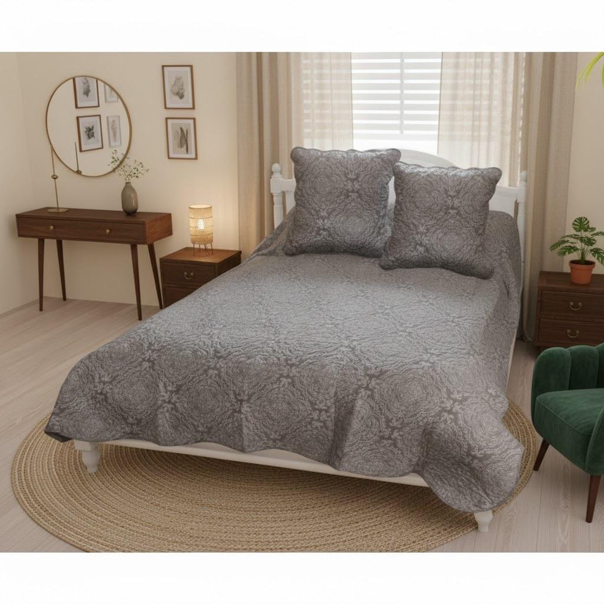 Voir la diapositive 3 : Eden Couvre lit + taies arabesque design et moderne