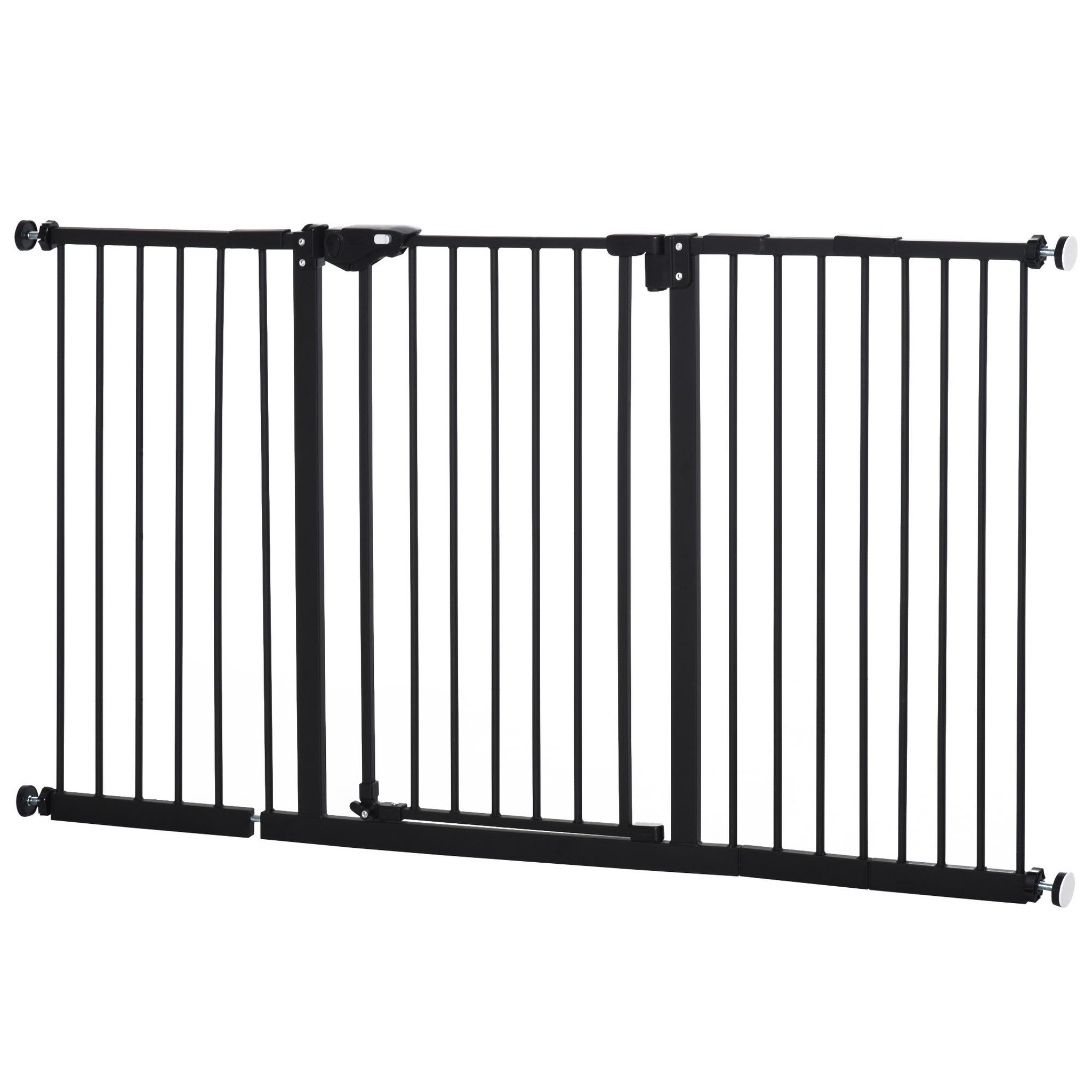PAWHUT Barrière de sécurité longueur réglable porte double verrouillage sans perçage acier plastique noir