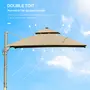 OUTSUNNY Parasol déporté LED carré double toit inclinable pivotant 360° manivelle piètement acier dim. 3L x 3l x 2,66H m beige