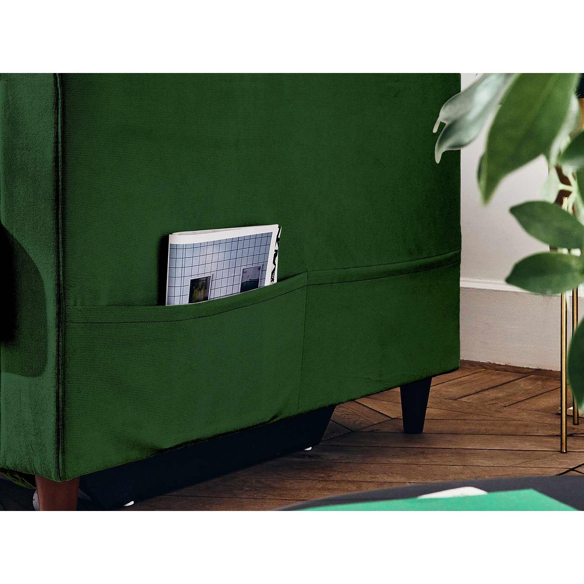 LISA DESIGN Anna - canapé droit 3 places convertible avec poche en velours