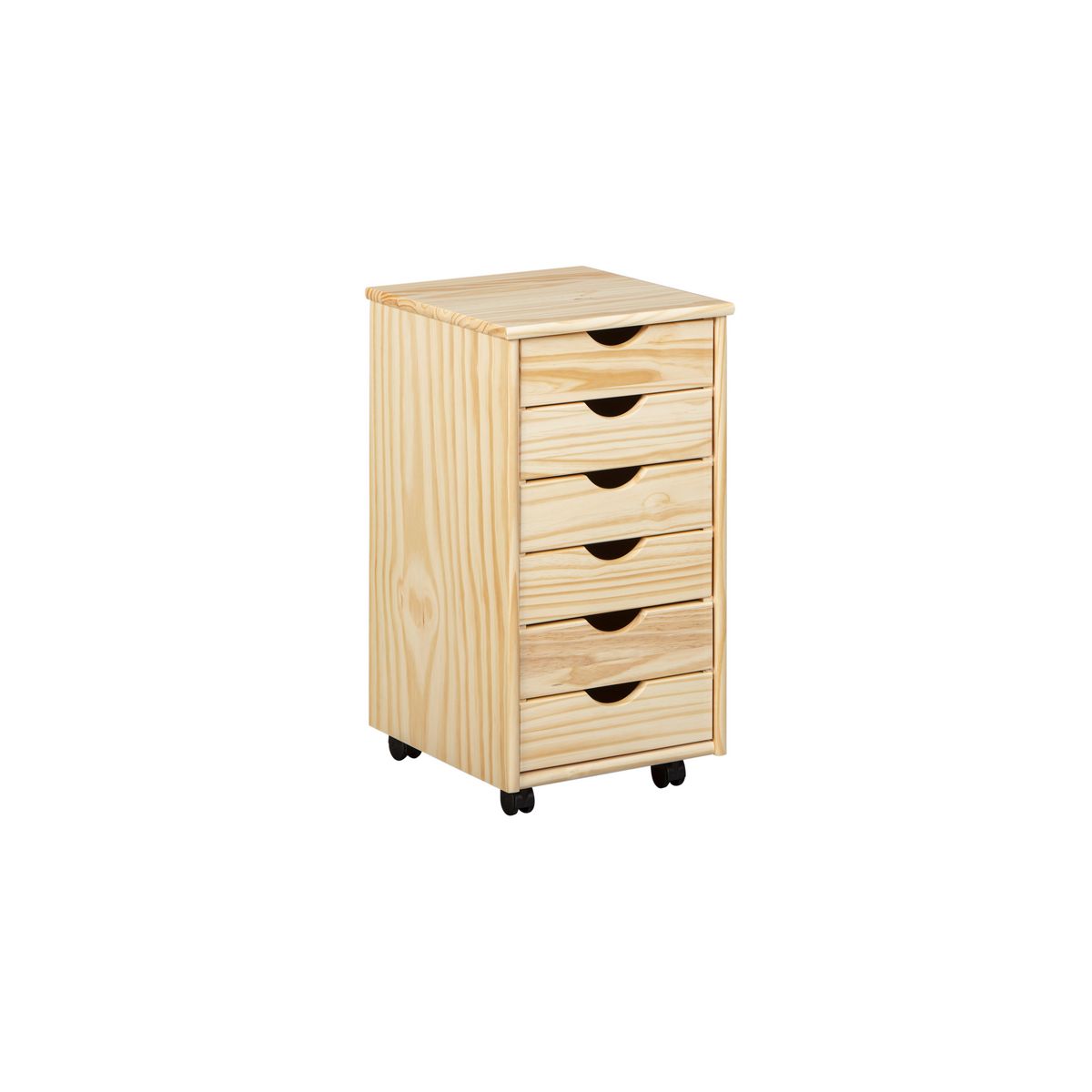 Caisson de bureau en bois massif sur roulettes 6 tiroirs ULLI
