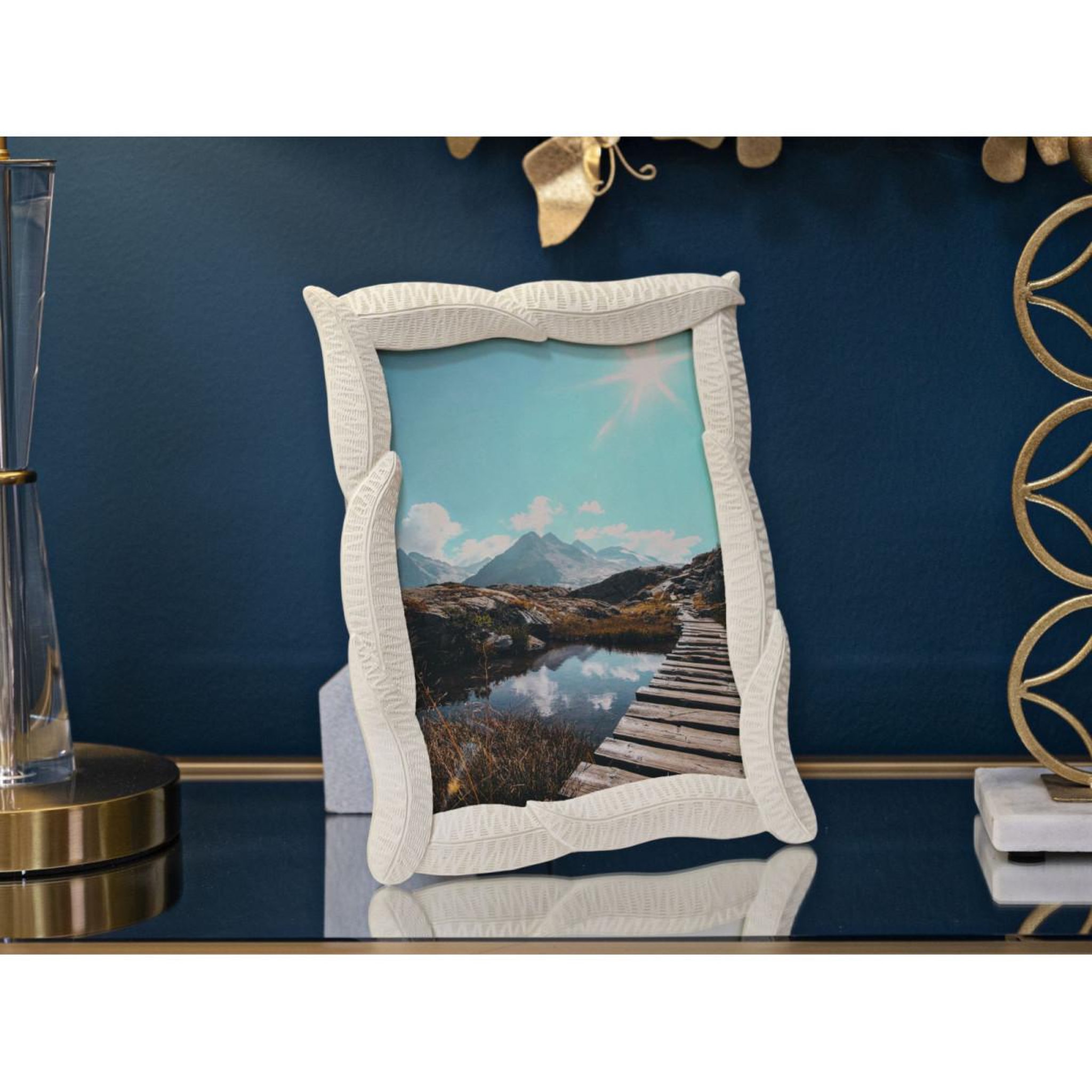 Voir la diapositive 5 : Paris Prix Cadre Photo Déco Feuilles  Snake  15x20cm Crème