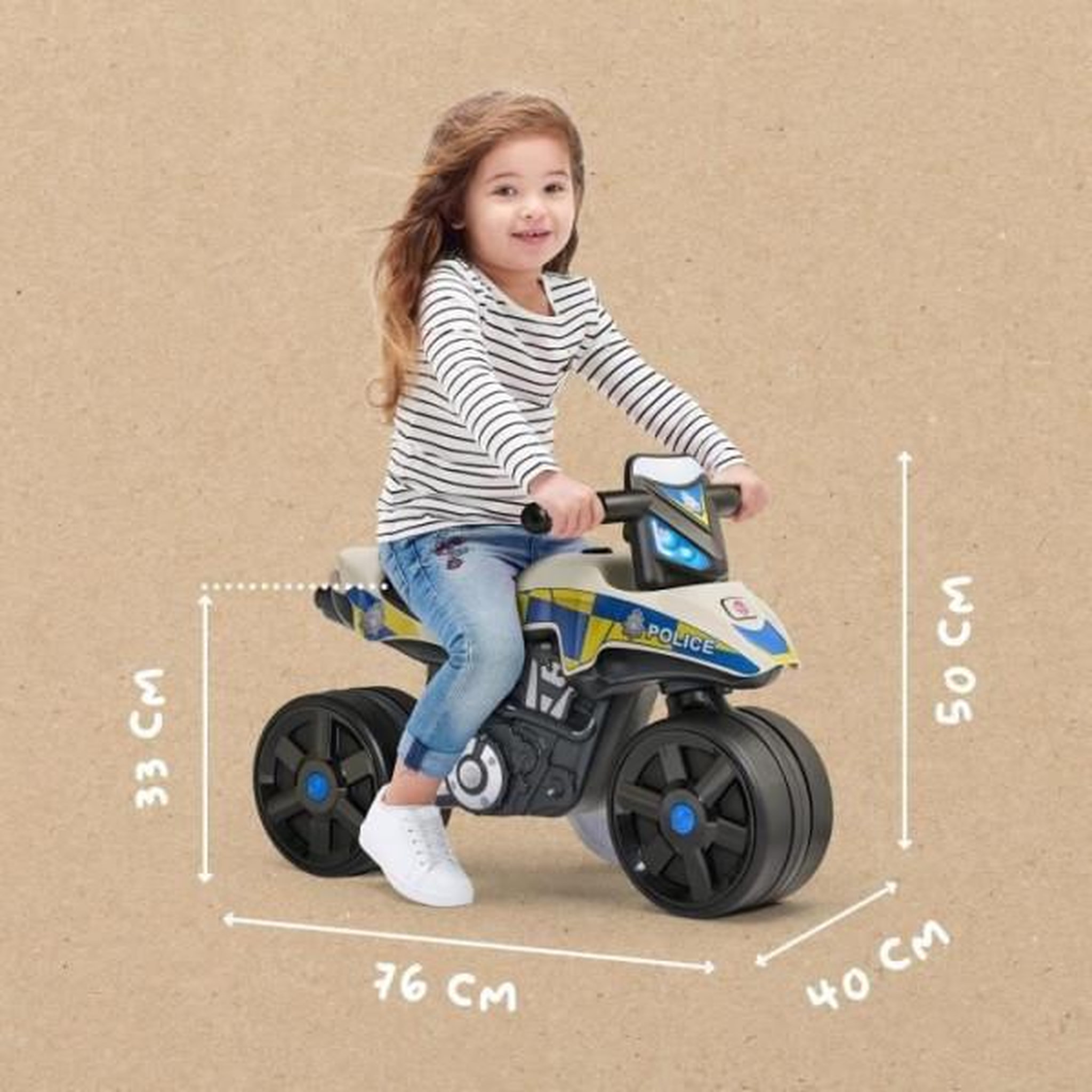 Voir la diapositive 4 : FALK Draisienne Velo  Moto Police - FALK - Larges roues et Guidon directionnel - Fabriqué en France - 40% de plastique recyclé - Des 2 an