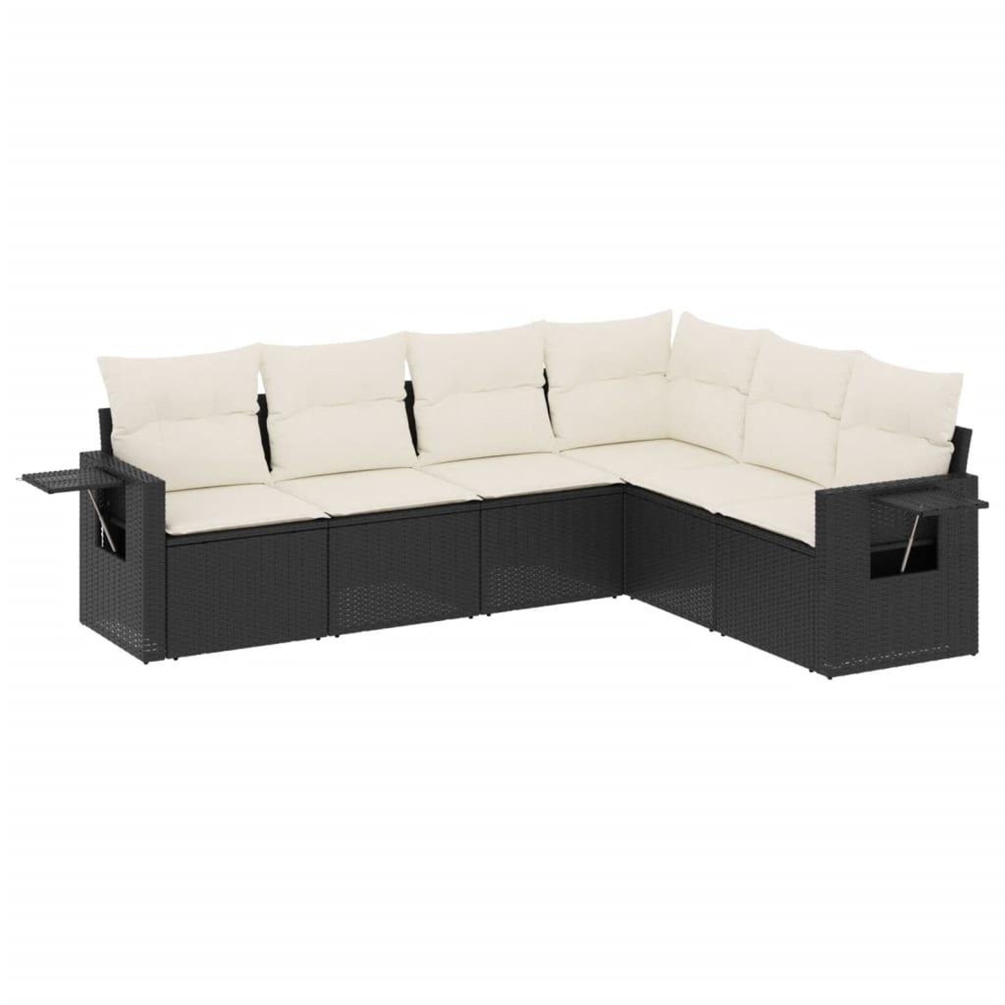Voir la diapositive 2 : VIDAXL Salon de jardin 6 pcs avec coussins noir resine tressee