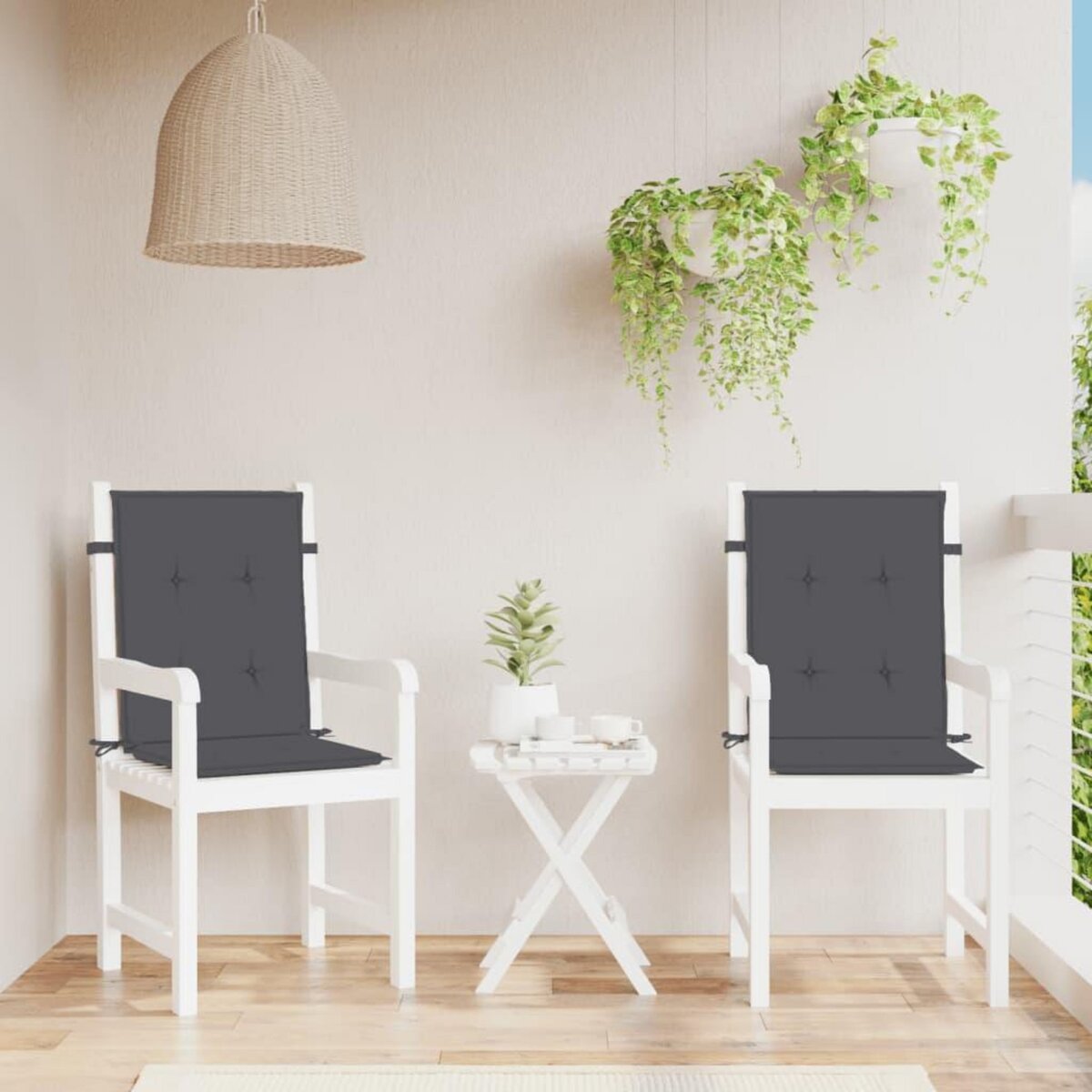 VIDAXL Coussins de chaise a dossier bas lot de 2 anthracite melange