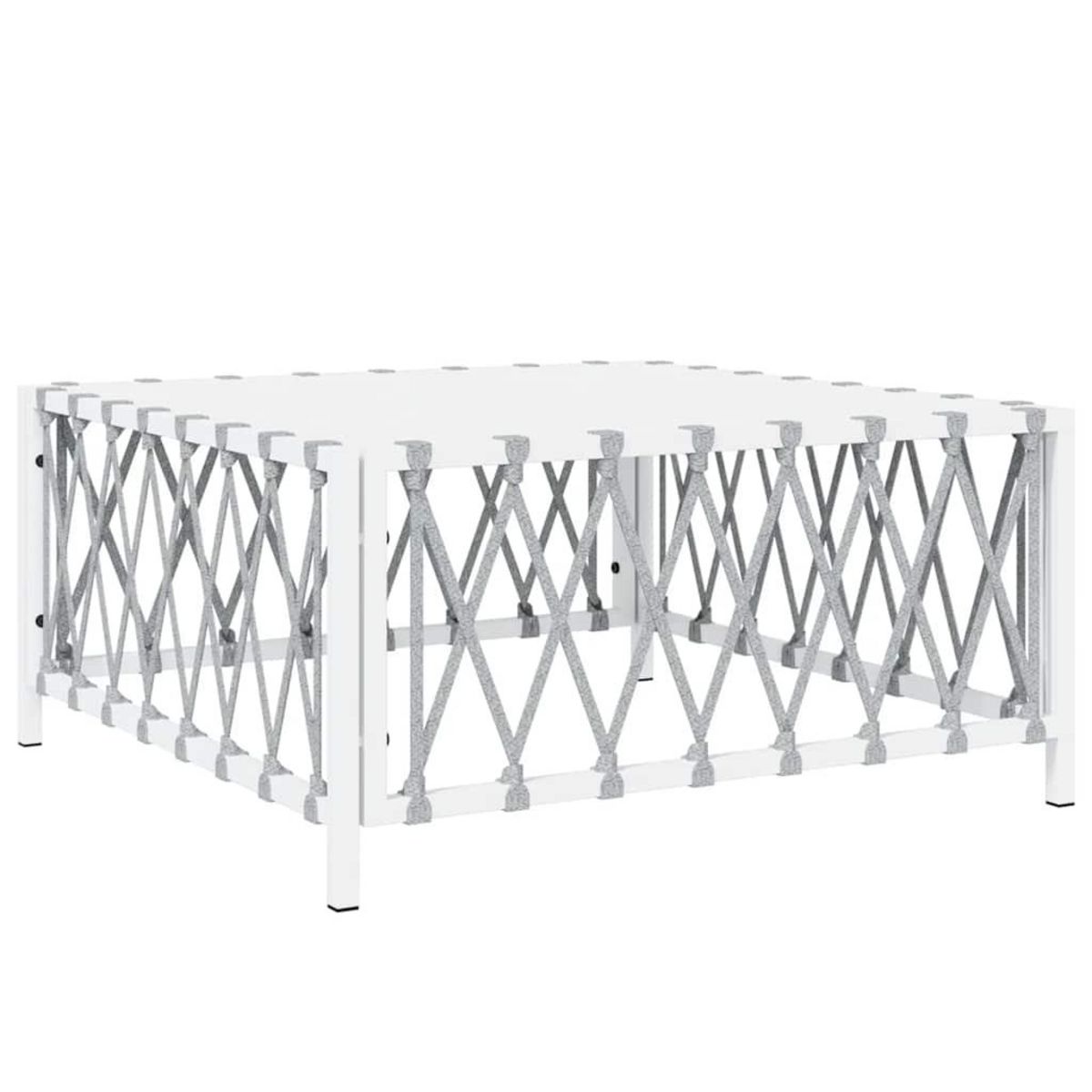 VIDAXL Table de jardin blanc 70x70x34 cm tissu tisse