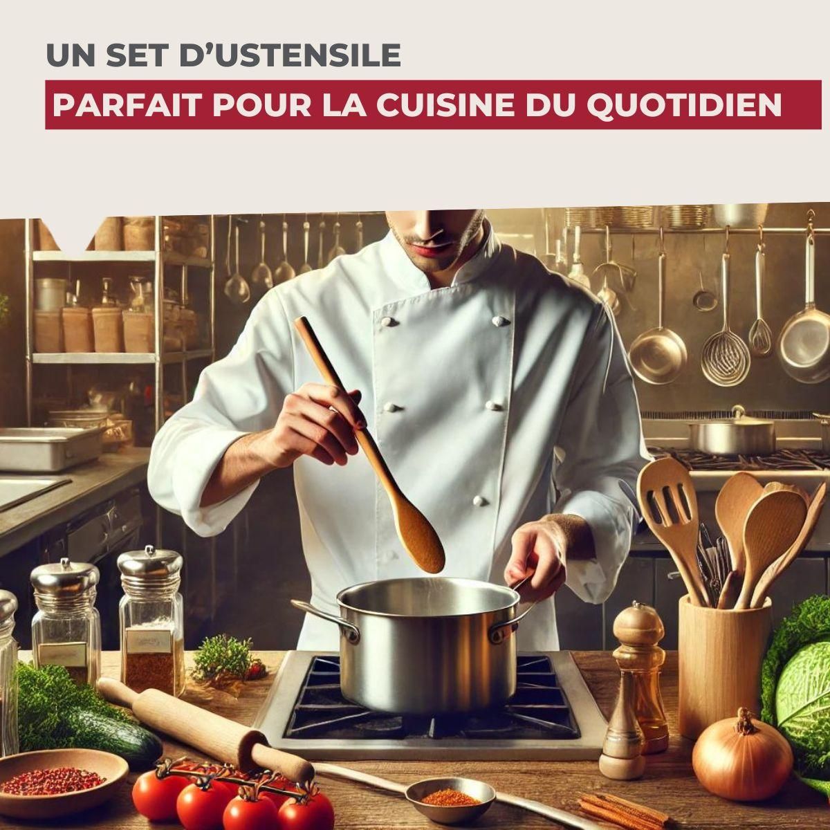 Fackelmann Set de 4 ustensiles de cuisine en bois FSC Fackelmann Nature