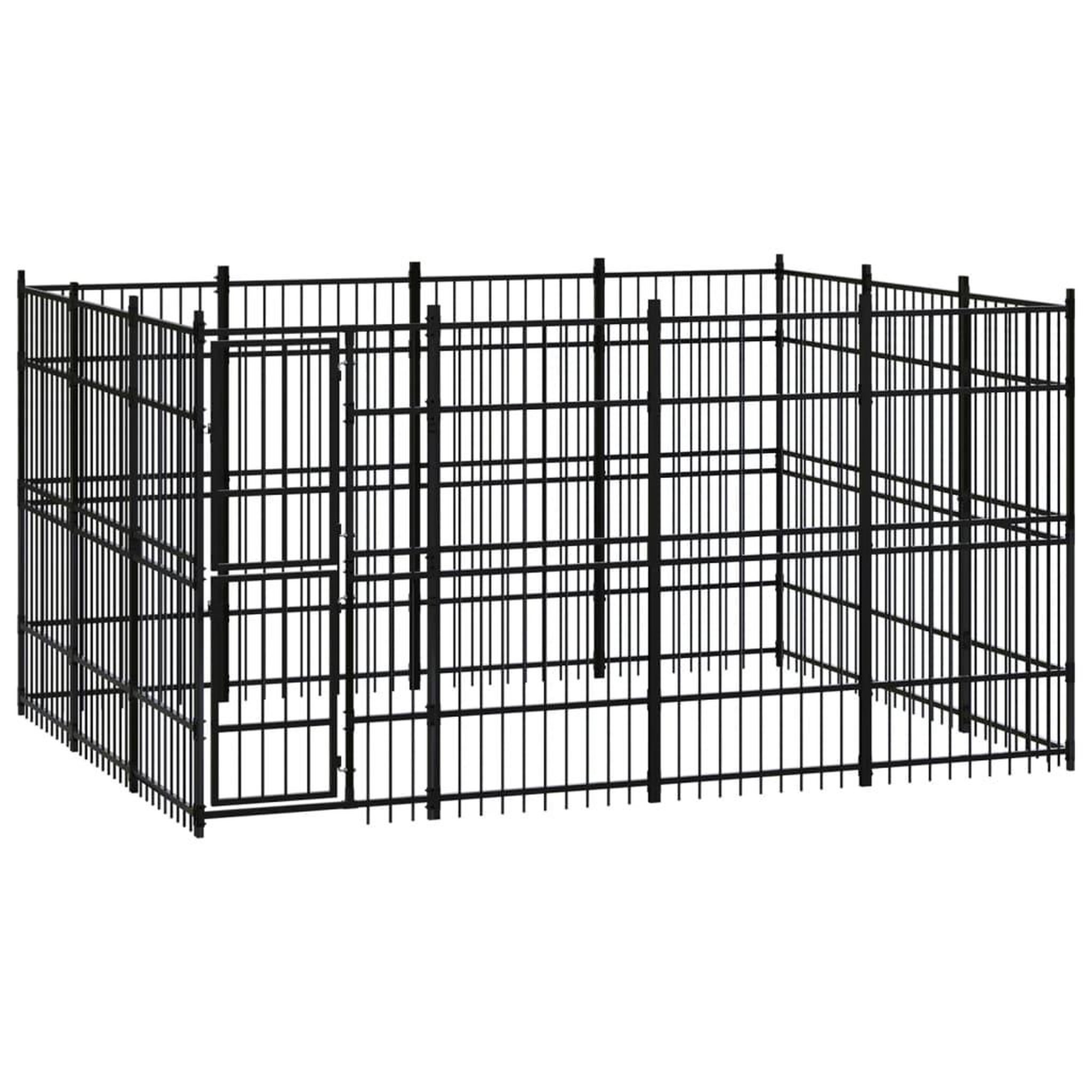 Voir la diapositive 1 : VIDAXL Chenil d'exterieur pour chiens Acier 11,06 m^2