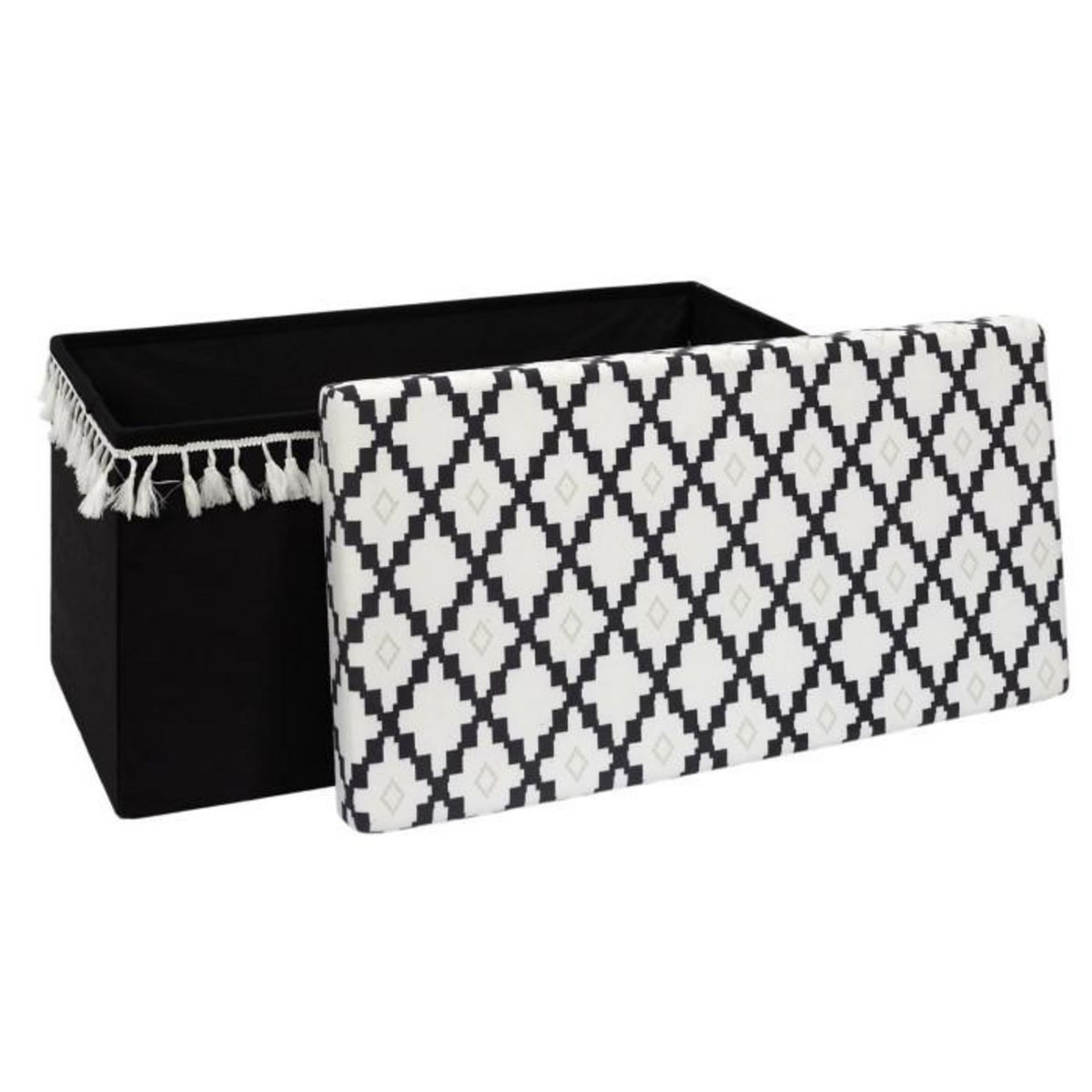 Paris Prix Banc Pliable & Coffre  Mirage  76cm Noir & Blanc