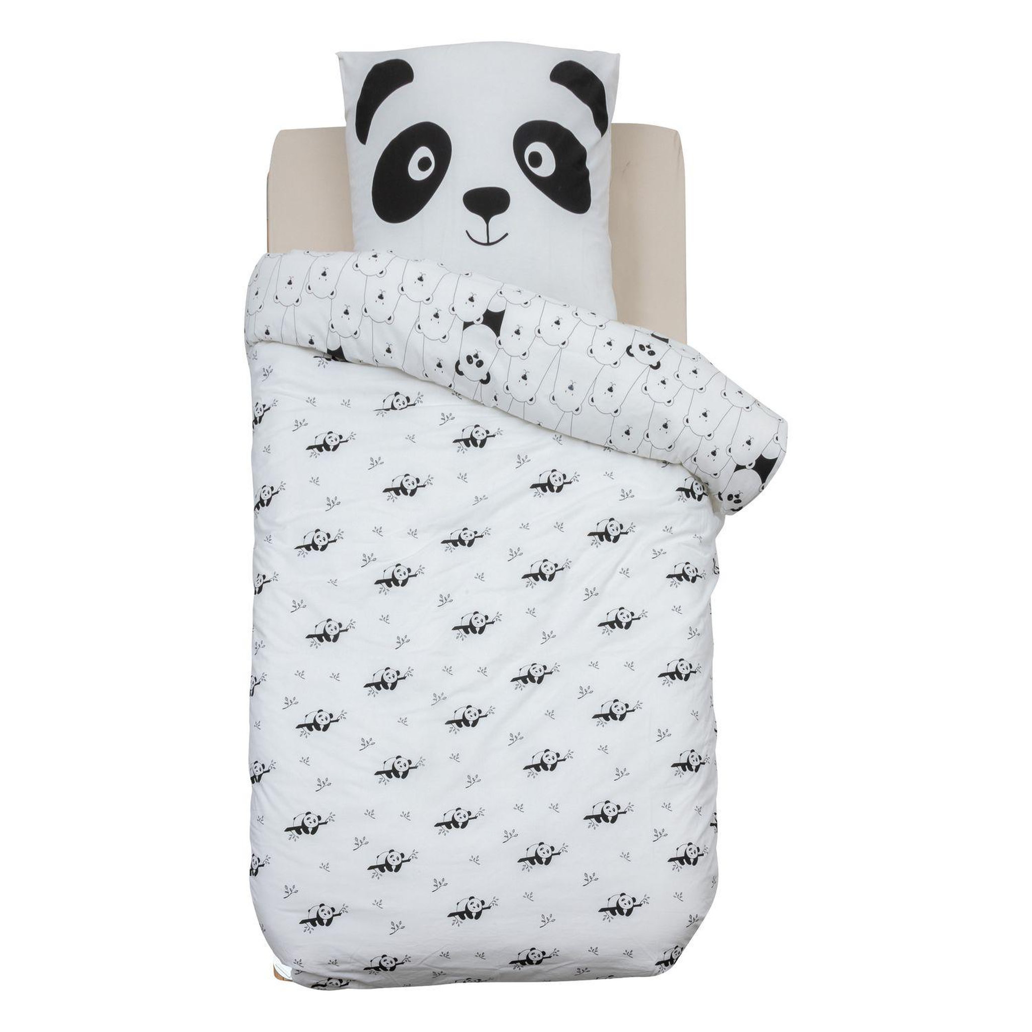 ATMOSPHERA Parure de lit enfant réversible panda - 100% coton 57 fils/cm² - 140 x 200 cm