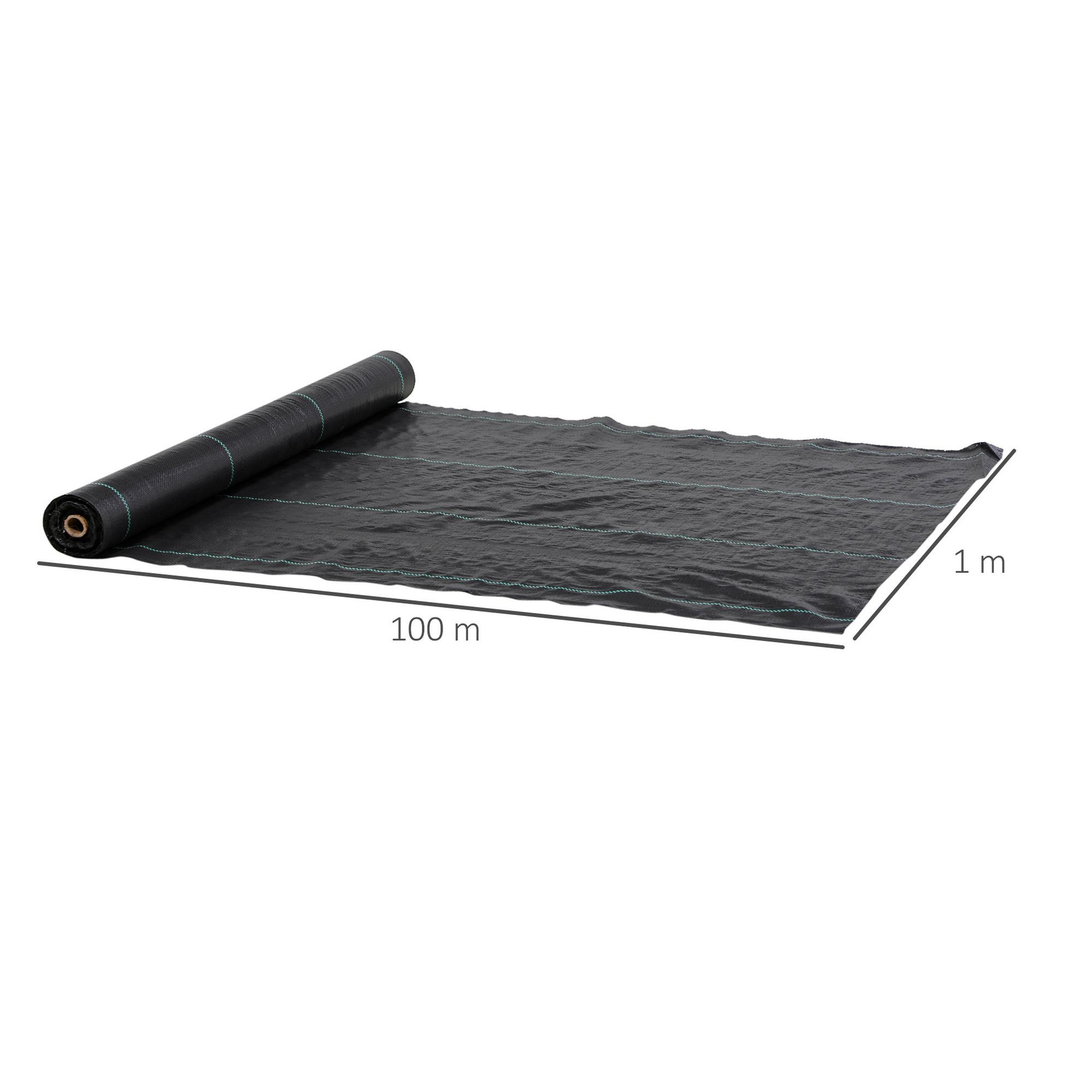 Voir la diapositive 3 : OUTSUNNY Toile de paillage anti mauvaises herbes indéchirable perméable anti UV - 100 x 1 m - PP haute densité 60 g/m²noir vert