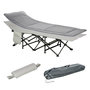 Voir la diapositive 1 : OUTSUNNY Lit de camp lit d'appoint pliable - pochette rangement, tétière, sac de transport, matelas inclus métal Oxford gris